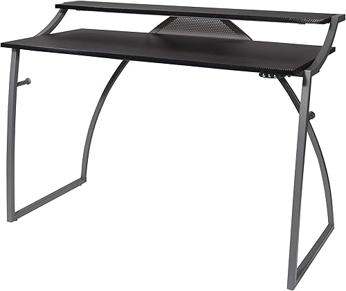 Miniatura 7 de OSP Home Furnishings Alpha Battlestation - Escritorio para juegos, color negro