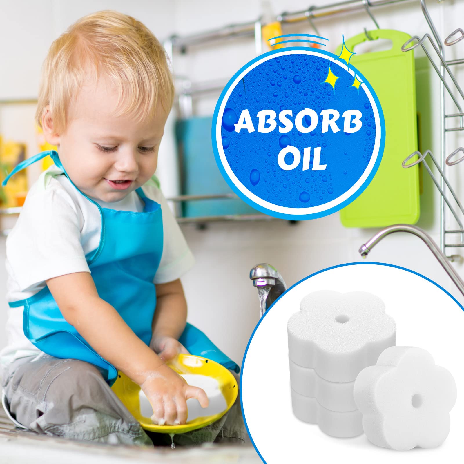 40 Pièces Éponges de Bain à Remous Éponge Absorbante d'Huile pour Bain à Remous Absorbeur d'Écume de Piscine Spa Accessoires de Nettoyage （Style Fleuron）