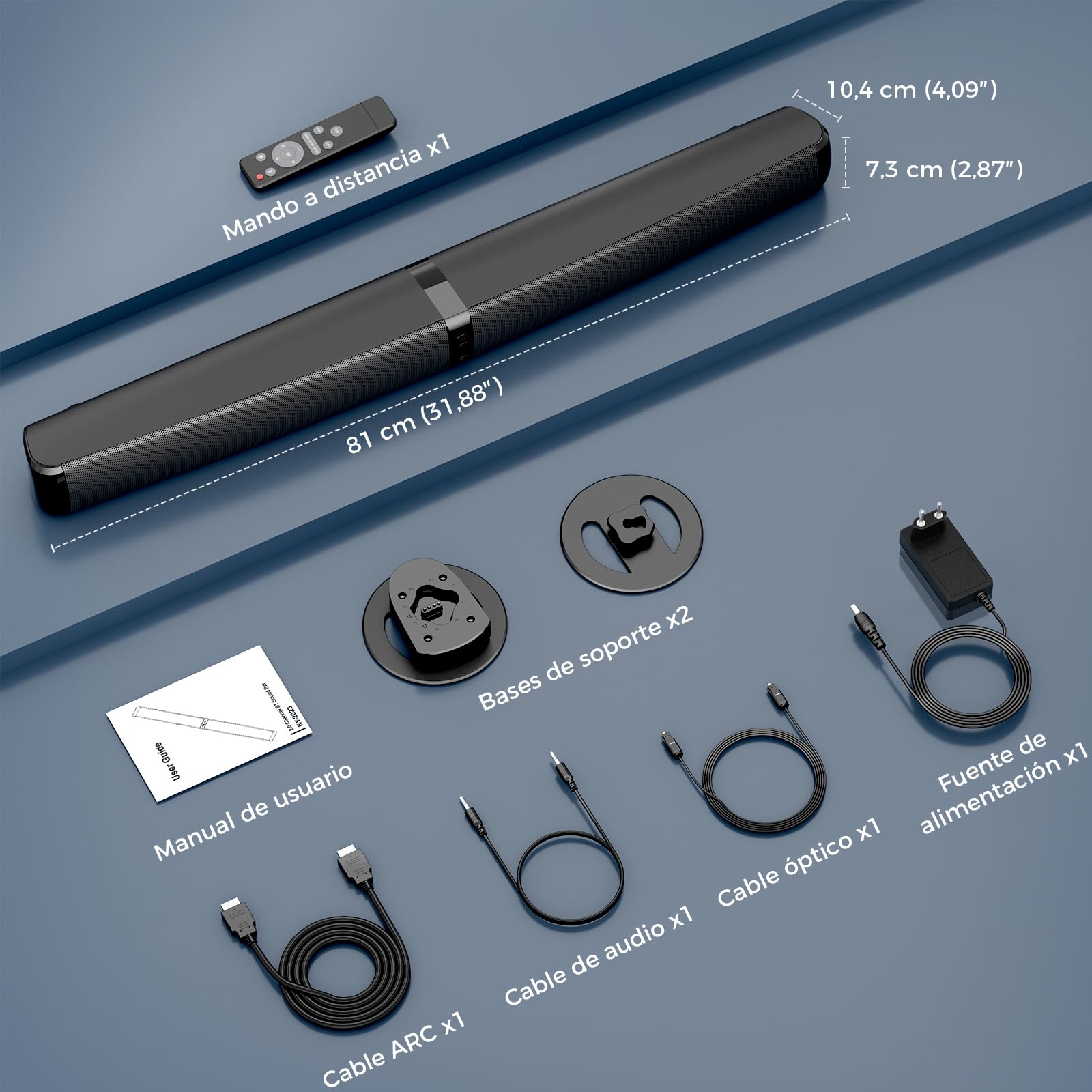 GarageRock Barra de Sonido TV, 2026 Upgrade 90W Soundbar, 2-en-1 Desmontable Barra Sonido, Bluetooth 5.3 Altavoz para TV con ARC/Opt/AUX Conexiones, Home Cinema para TV/PC/Proyectores/Regalo, 1 Pcs