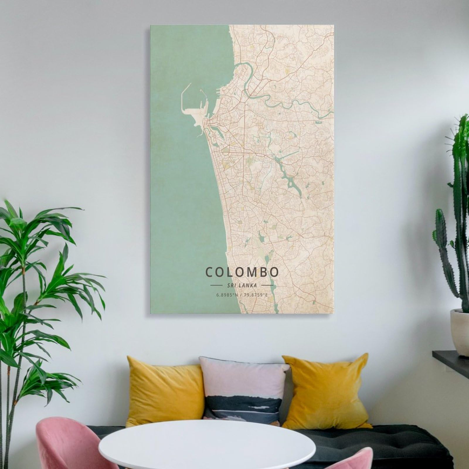 Colombo Sri Lanka Karten-Poster, Vintage-Druck, Posterdruck für Teenager, Jungen, Zimmer, Wandkunst, Leinwand, Gemälde, Druckrahmen, 40 x 60 cm