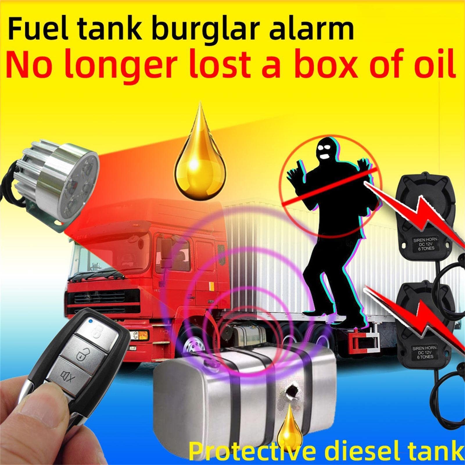 Alarma Coche,Sistemas Alarma Seguridad para vehículos | Kit Alarma Aceite antirrobo 12V-24V sin Falsa Alarma