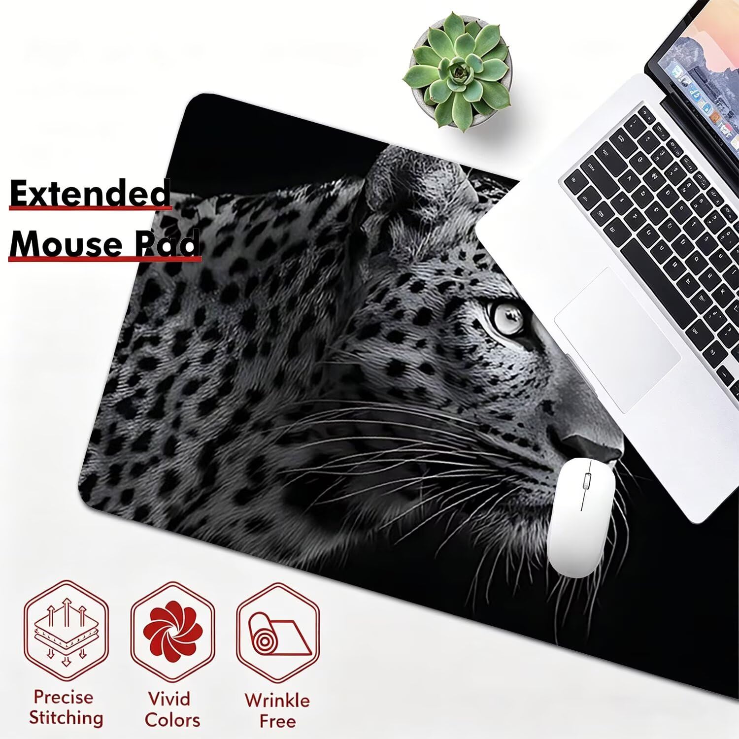 Tappetino Mouse Gaming XXL, Mousepad 1200x600x4mm nero zebra 0x0-223 | Tappetino Scrivania con Base in Gomma Antiscivolo Bordi Cuciti per Computer, PC, Migliora la Precisione e la Velocità