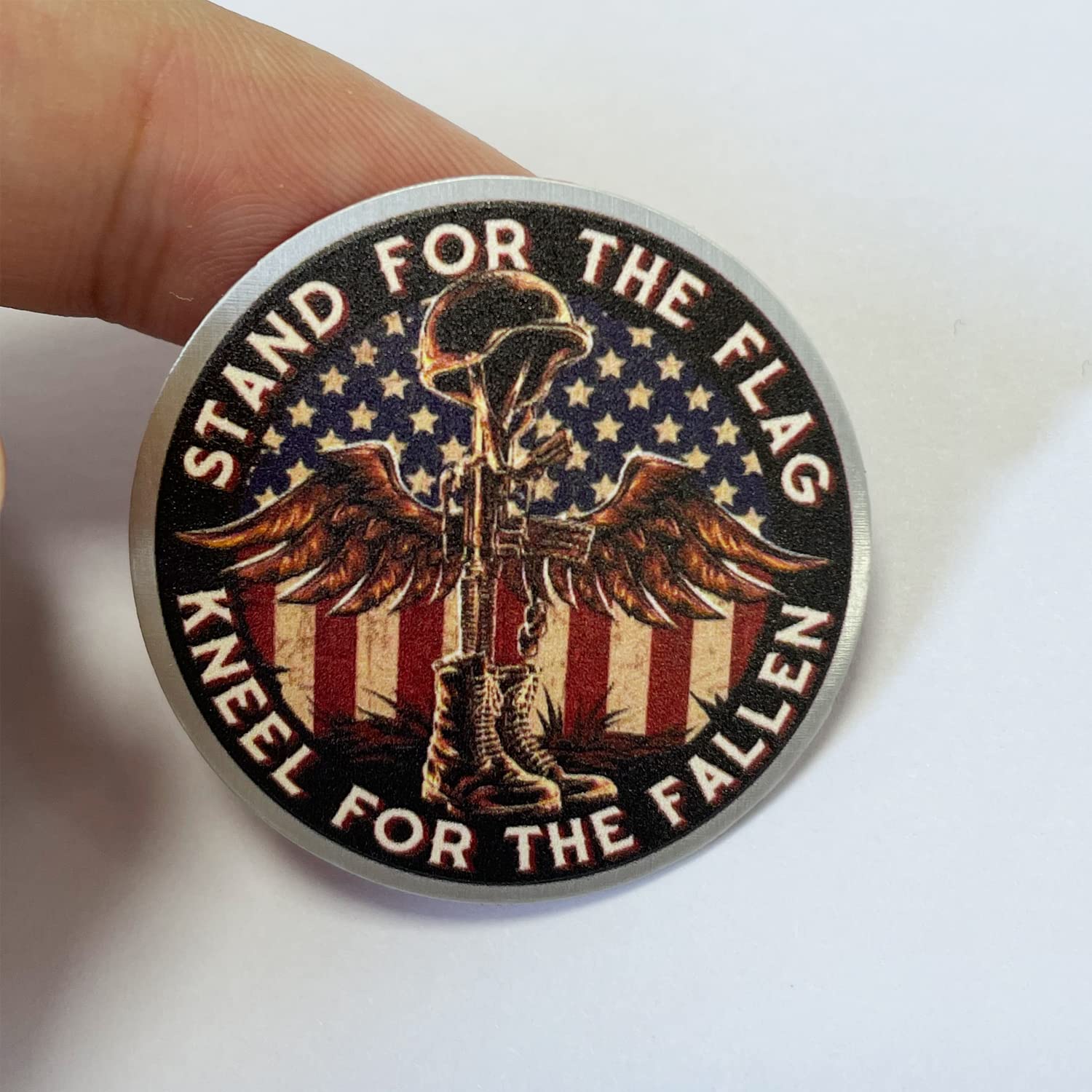 GODTERA Gear Shift Switch Knob Cover Aluminium Dial Shifter Trim Plate for Dodge Ram 1500/2500 Battlefield Cross Stand for The Flag Kneel for The Fallen Patriotic