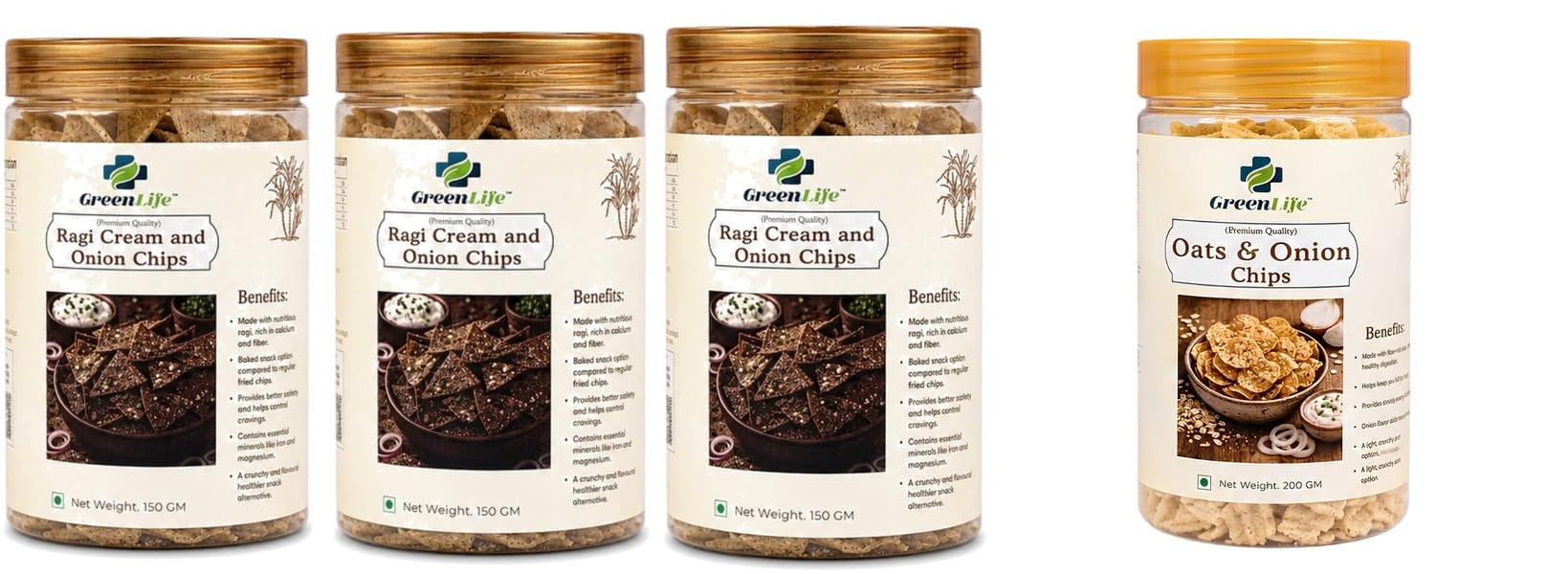 Black Pepper Makhana | Roasted Fox Nuts | 100gpack of 3Oats & Onion Chips | Baked Oats | Crispy Flavor | 200g | GreenLife Combo | Total Weight 300g-image-43