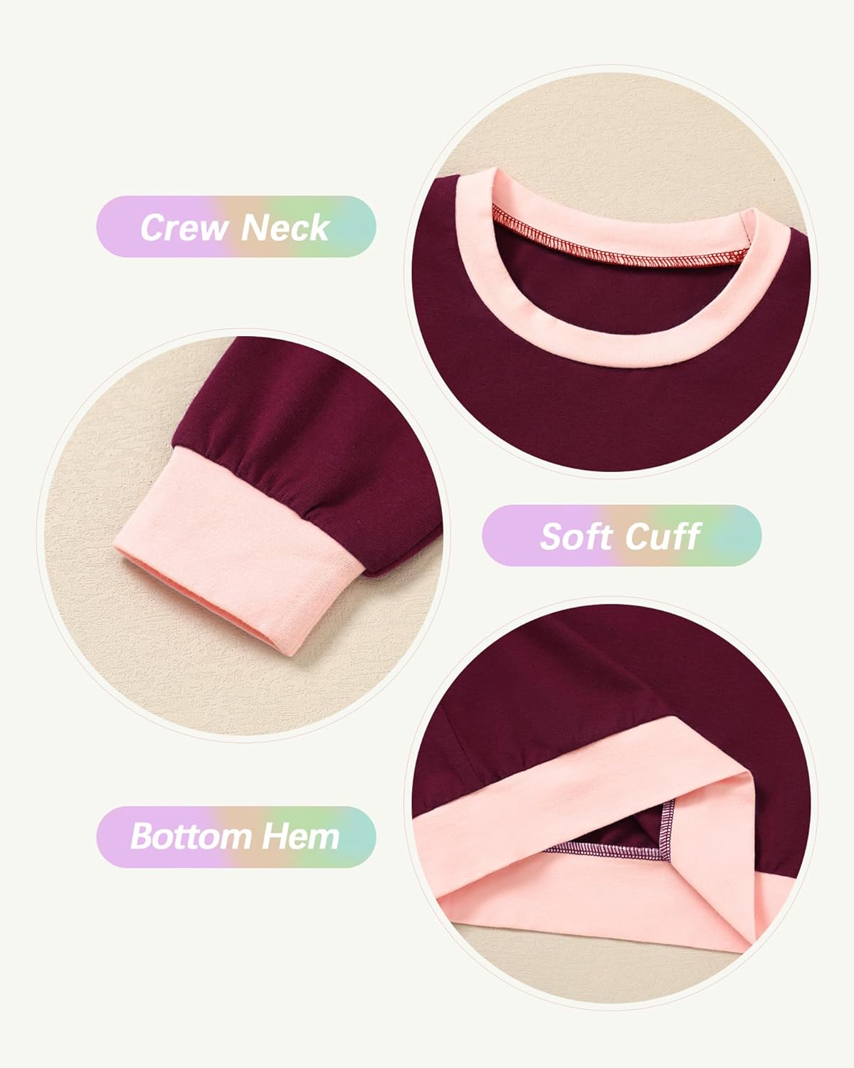 SANMIO Toddler Girl Clothes Outfits Cute Color Block Long Sleeves Top and Pants Sweatsuit 2 Piece Winter Clothing Set - Image 5