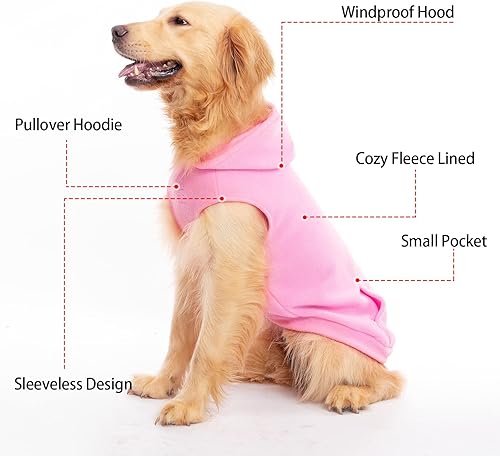 Miniatura 9 de Sudaderas de polar para perros, con capucha, bolsillo, para clima frío, primavera, Chaleco, Sudadera con junta tórica, XL, Negro