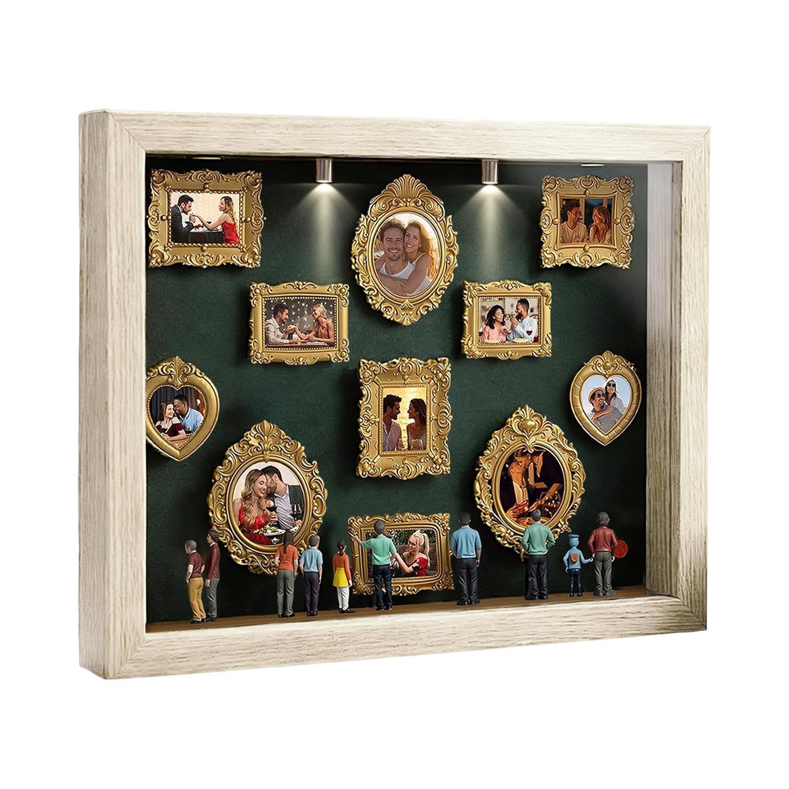 Mini Cajas De Silueta De Museo De Bricolaje Mini Cajas De Silueta De Museo Con Marcos Y Figuras Doradas Kit De Exhibición De Recuerdos Creativos Para Aniversarios Bodas Cumpleaños