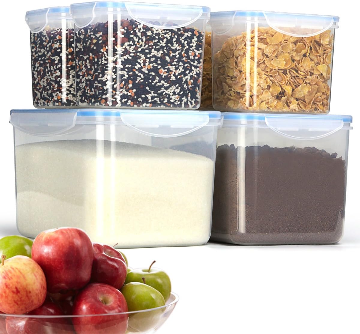 Duramont Airtight Food Storage Container 6-Piece Set, Big Sizes Included, Leakproof With Locking Lids - BPA Free Plastic - Microwave, Freezer and Dishwasher Safe
