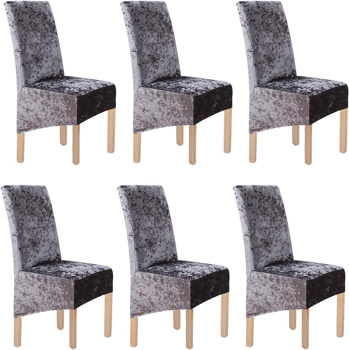 LANSHENG Fundas para Sillas, Elásticas Lavables Desmontables Funda para Silla de Comedor Funda Sillas Terciopelo aplicar a El Comedor,Boda,Banquete,Hotel,Restaurante,Fiestas Decoración(Gris,6 Pack,XL)