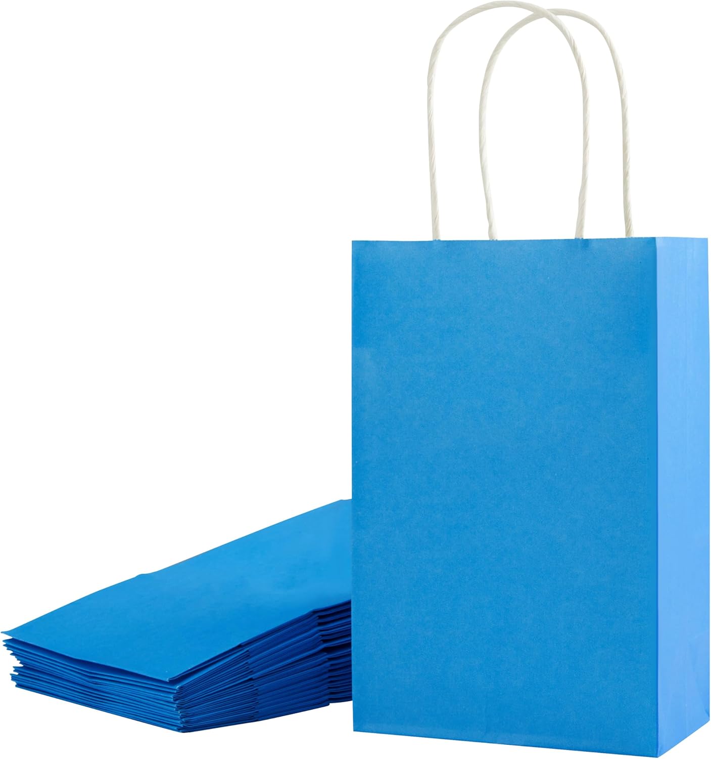 SUNCOLOR 24-Pack Blue Gift Bags with Handles – 8" Goodie Bags for Party Favor Bags, Baby Showers, Birthdays & Special Occasions (Blue)