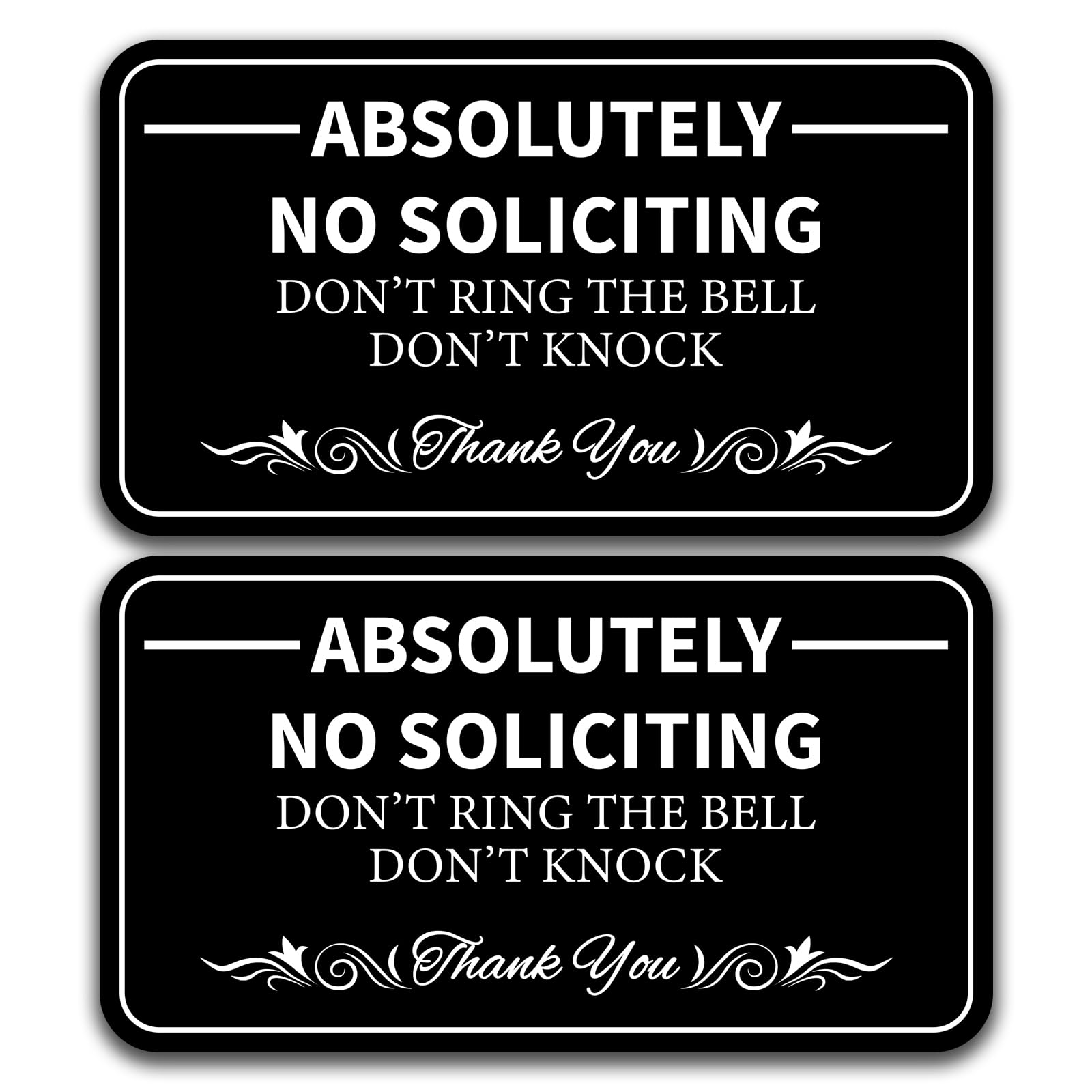 2 PCS No Soliciting Sign for Front Door, Self Adhesive Vinyl Do Not Solicit Sign Sticker for Home Waterproof and UV Resistant No Solicitation Signs