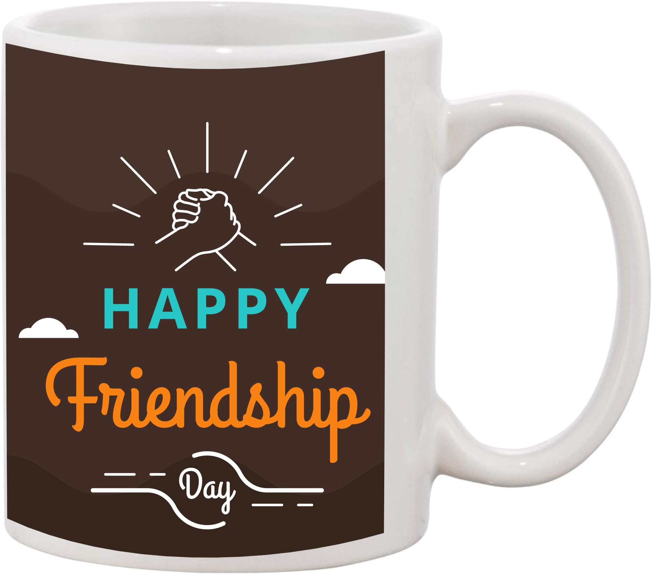 Mekanshi White Ceramic frndship Days with Cloud Printed Mug Capacity 330 ml Pack of 1