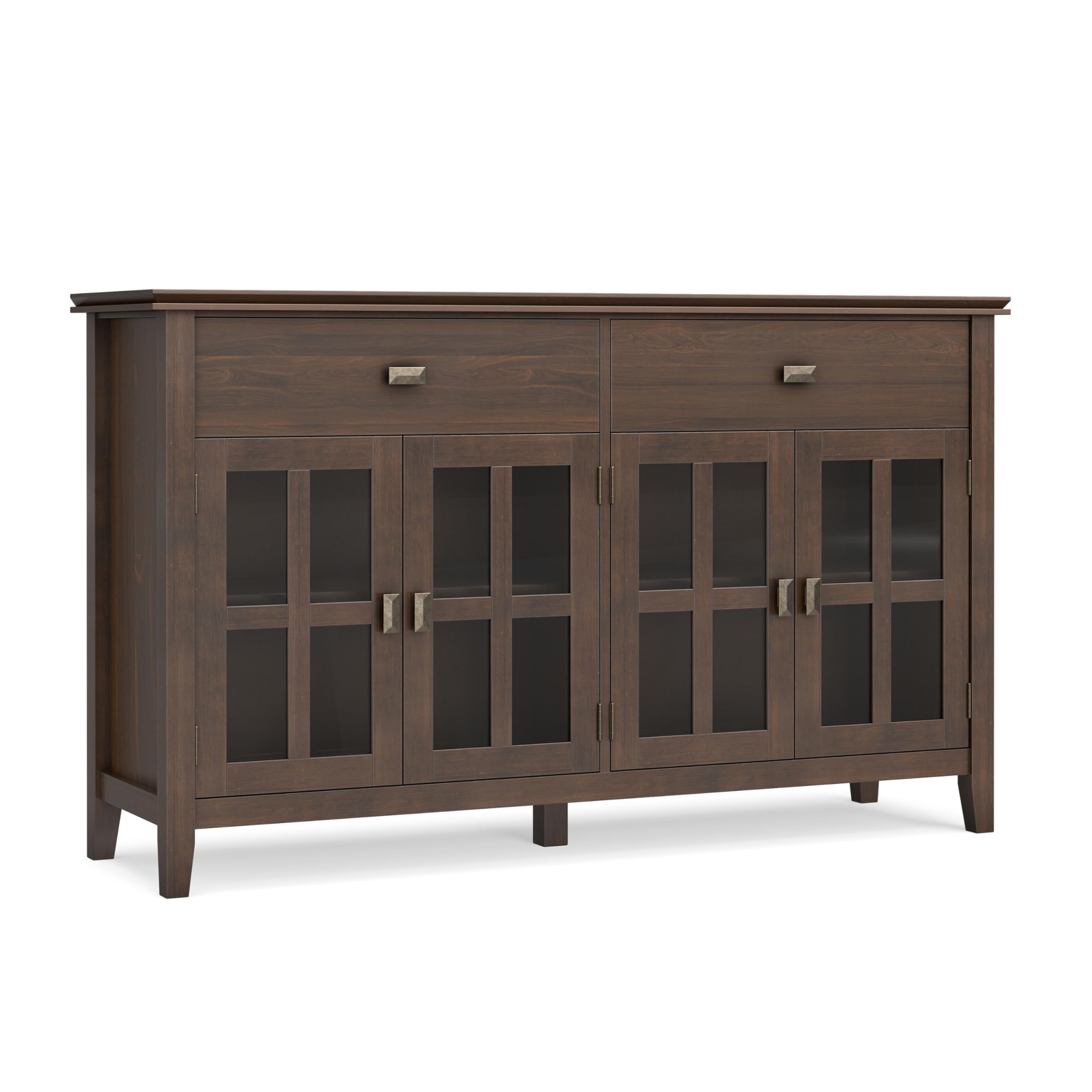 SIMPLIHOME Artisan Buffet - 60 inch Wide Solid Wood 4-Door Sideboard Buffet in Natural Aged Brown, Storage Cabinet for Dining Room or Kitchen with