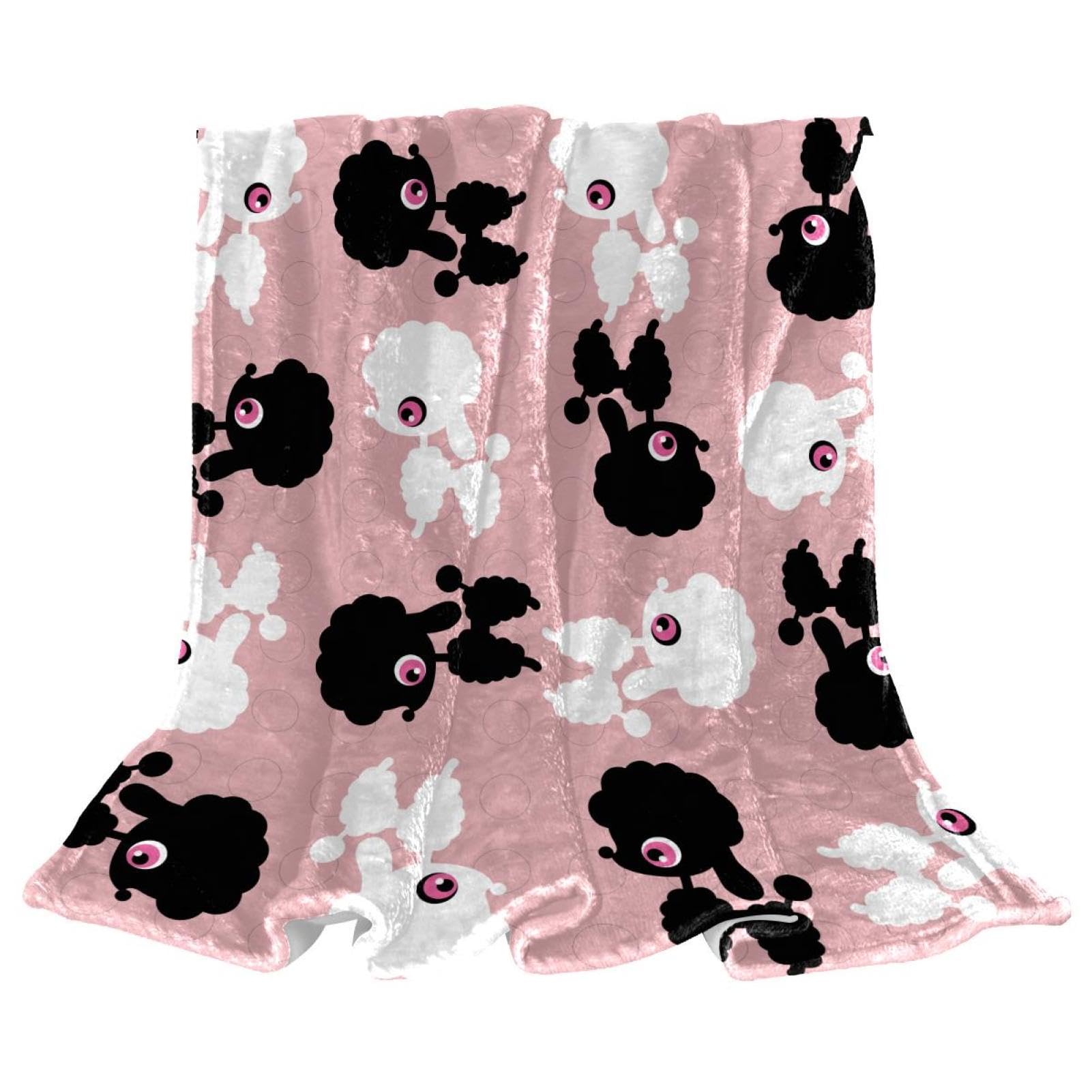 Couverture polaire chien noir et blanc 150x130 en microfibre douce