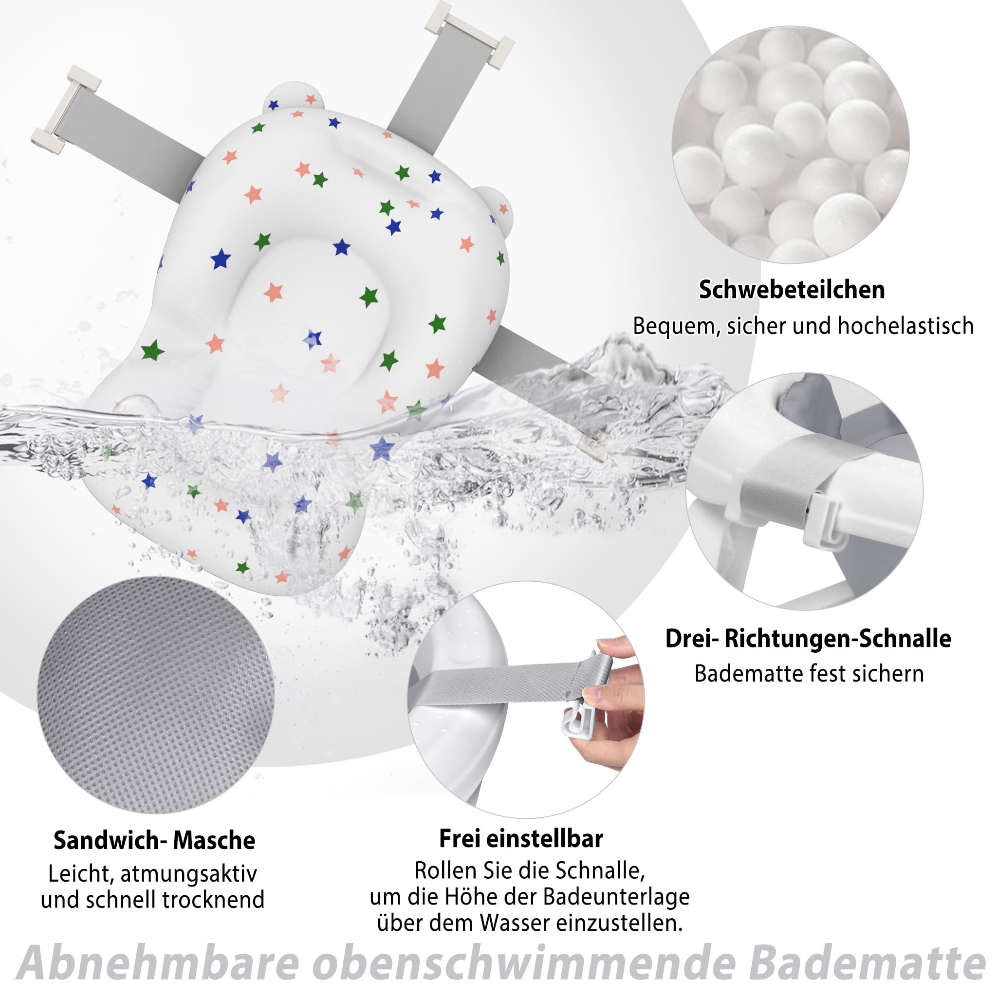 FIVMEN Baby Badewanne Faltbare Babywanne Babybadewanne mit Gestell, Thermometer und Badekissen Rutschfeste Tragbare für Neugeborene Kleinkinder, Panda