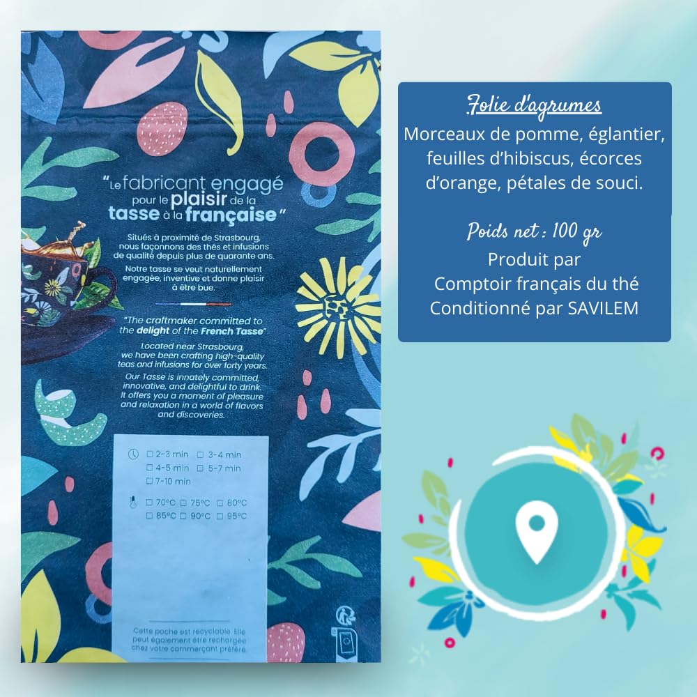 2x100g d'Infusion Pêche Vanille - Pêche Melba COMPTOIR FRANÇAIS DU THÉ | Notes de Pêche et de Vanille - Délicieux chaud ou glacé, parfait en thé glacé maison - coffret thé à offrir - thé de Noël