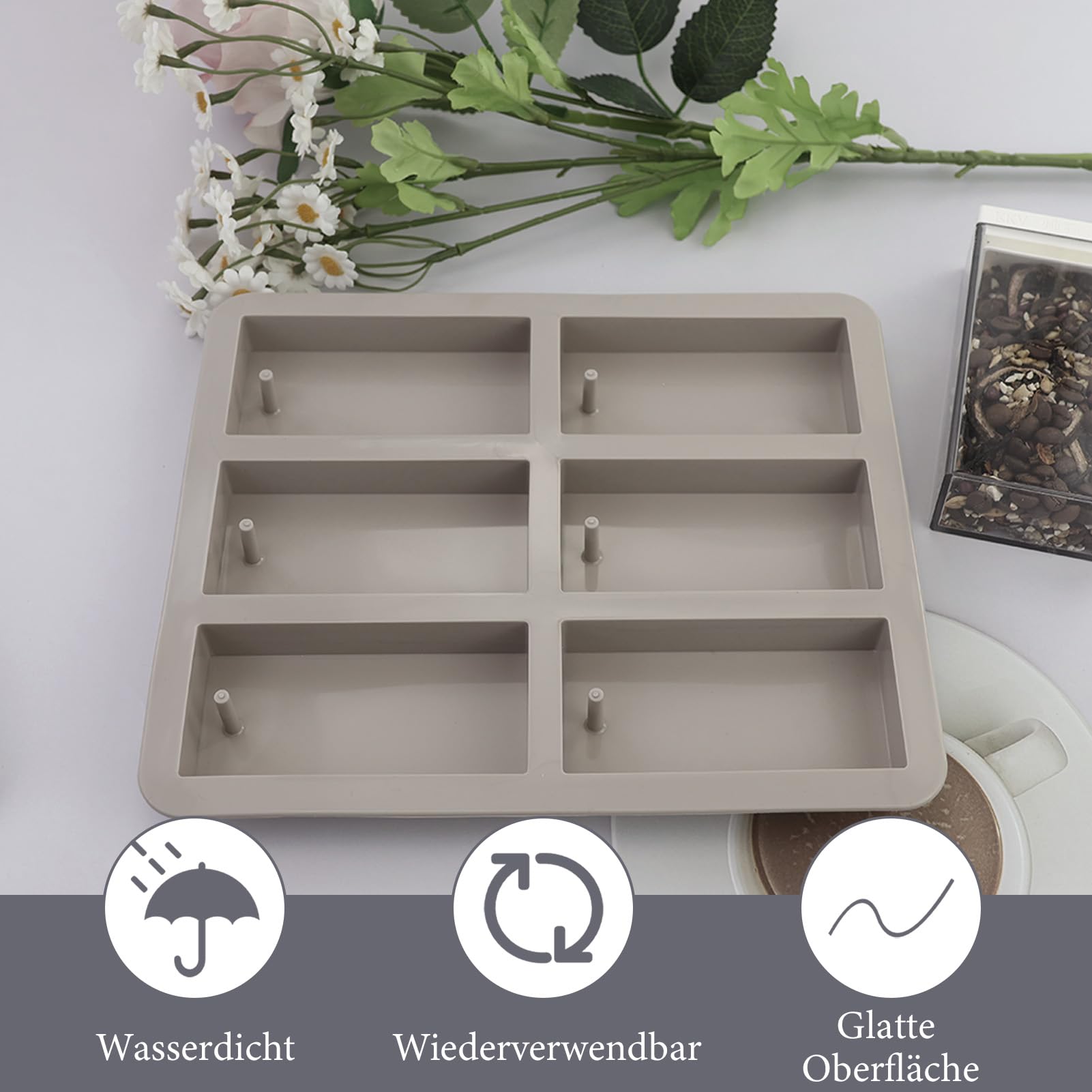Moules à Savon En Silicone - 2 Pièces Avec 6 Cavités, Motifs Variés, Trou De Suspension, Pour DIY Savons Et Bougies