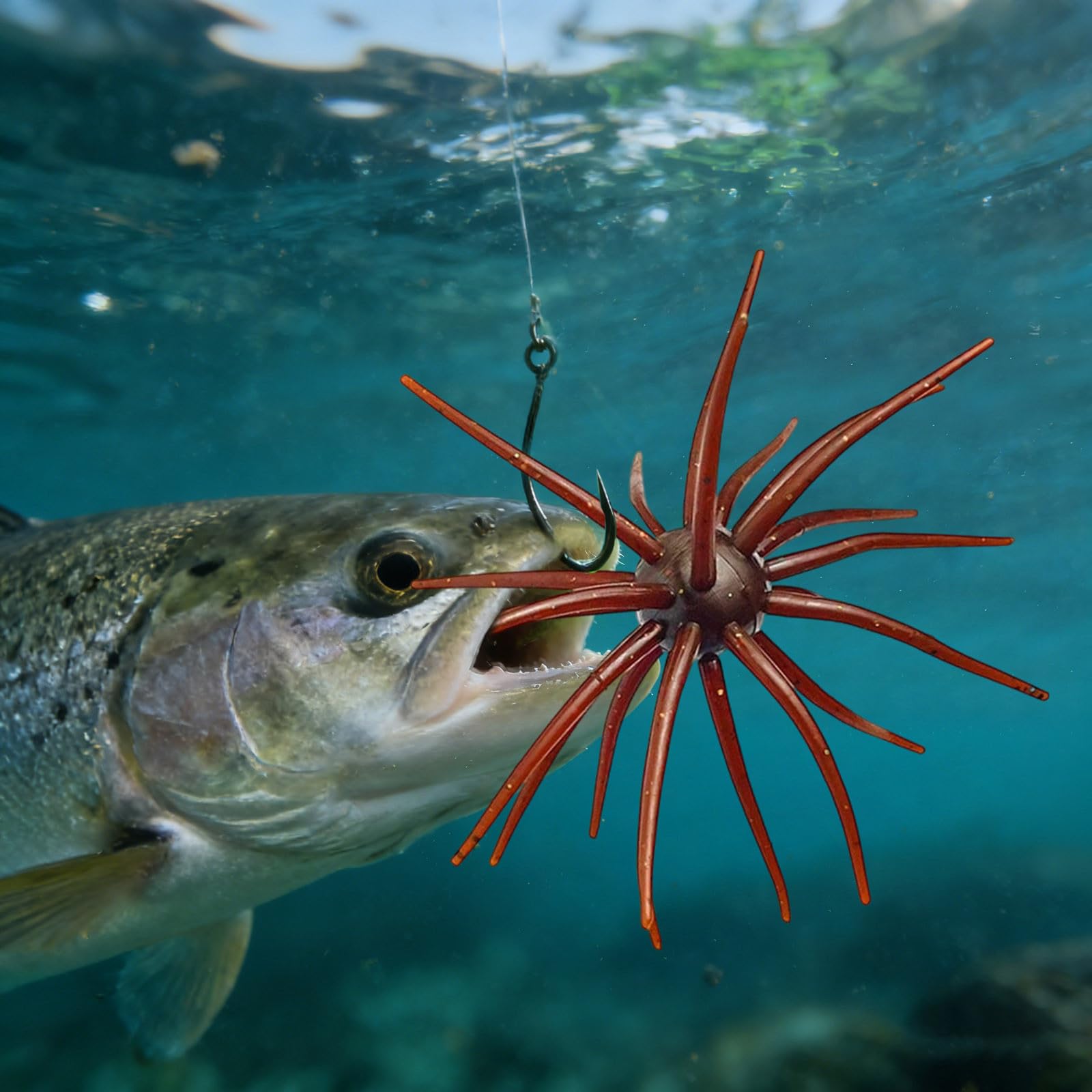 2Pcs Sea Urchin Bait,Sea Bass Fishing Lures,Floating Simulation Seas Urchin Dice Baits for Bass Fishing,Artificial Squirm Fuzzy Fishings Soft Lure Bait Accessories for Saltwater Shore - 5