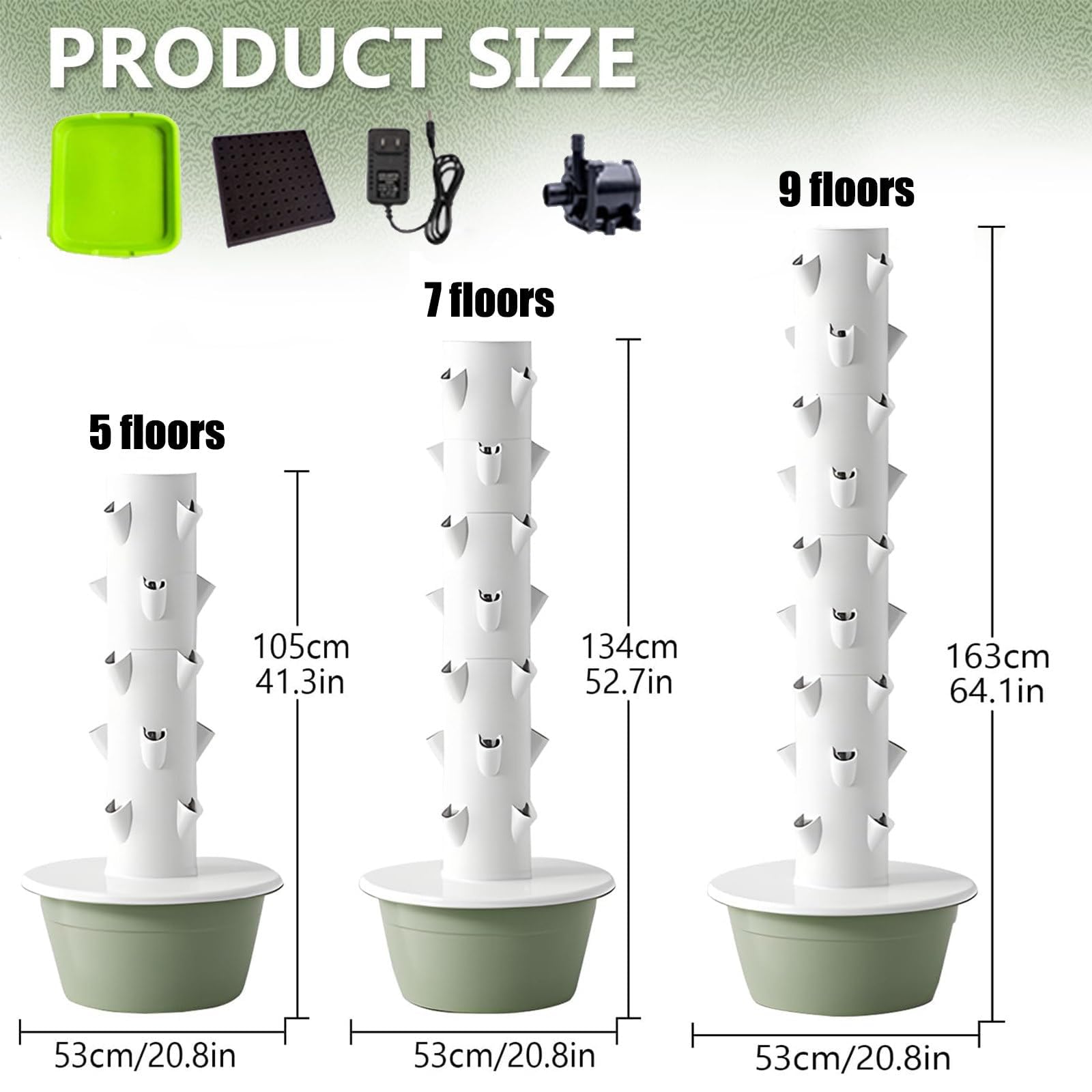 Torre Cultivo HidropóNico, Cultivo HidropóNico para JardíN, Macetero Vertical para Interior, Kit JardíN Inteligente con Bomba HidratacióN para Fresas, Tomates, Lechuga Y Hierbas,7 Layers