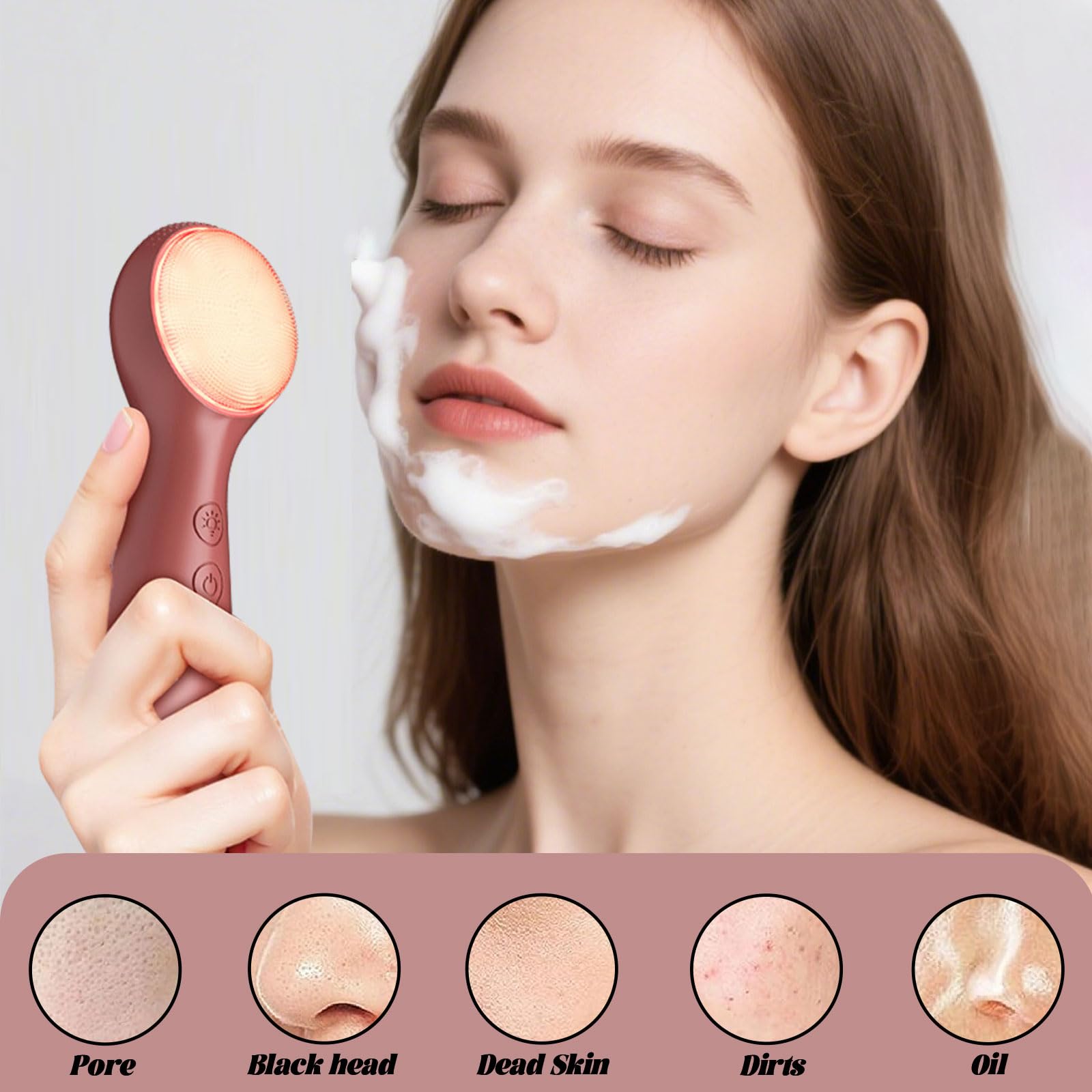Cepillo eléctrico de limpieza facial, limpiador de silicona recargable 3 en 1 con 3 velocidades, limpieza profunda y cepillo giratorio de masaje para rutina diaria de cuidado de la piel