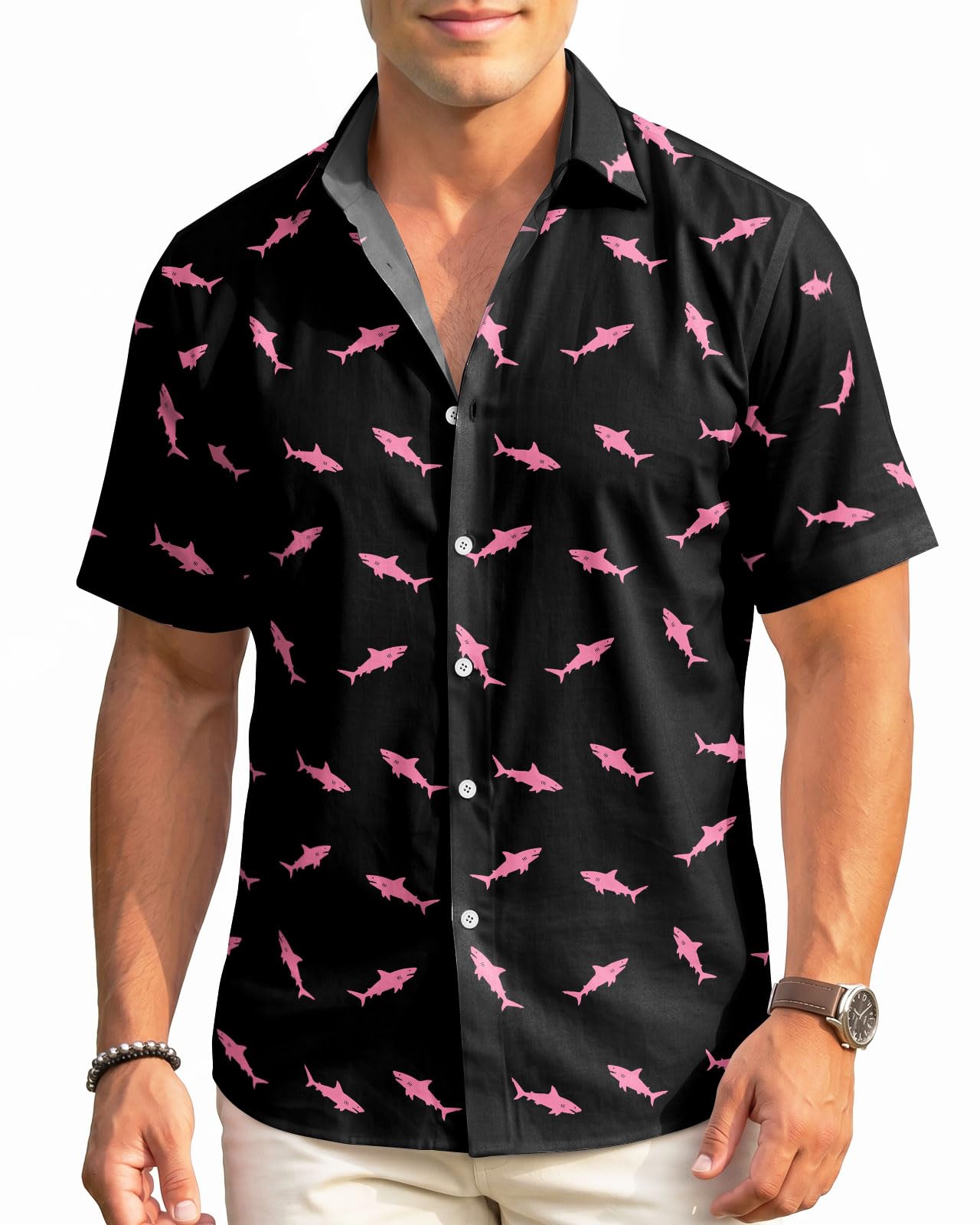 99TIMORO Tropical Printed Men's Hawaiian Shirts Short Sleeve Top