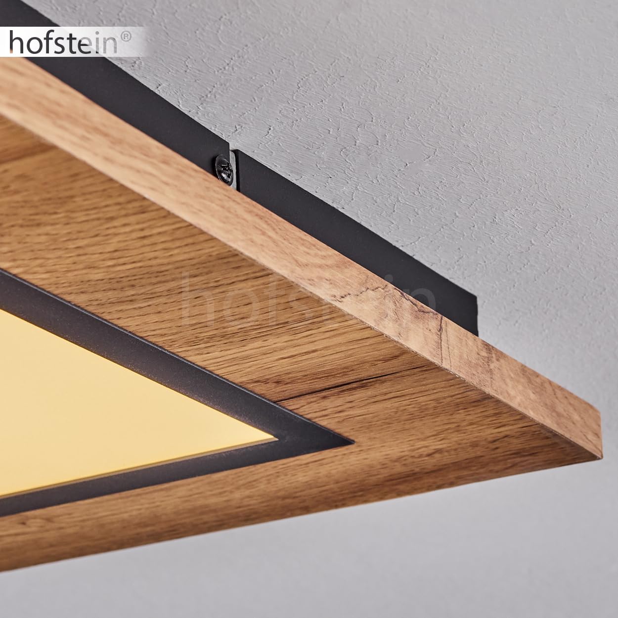 Lampa przysufitowa LED Salmi, lampa przysufitowa wykonana z metalu/MDF/plastiku w kolorze czarnym/o wyglądzie drewna/brązowym/białym, światło kątowe (30 cm x 30 cm), 1200 lumenów, 3000 K, LED 12 W