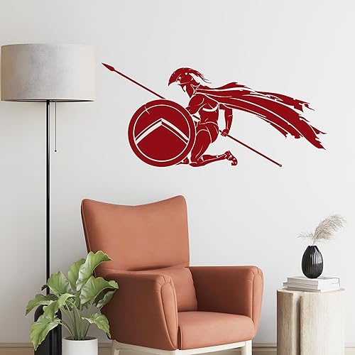 Miniatura 3 de Vinilo adhesivo para pared, diseño de guerrero griego espartano con escudo para casco, decoración grande (3398ig), color negro