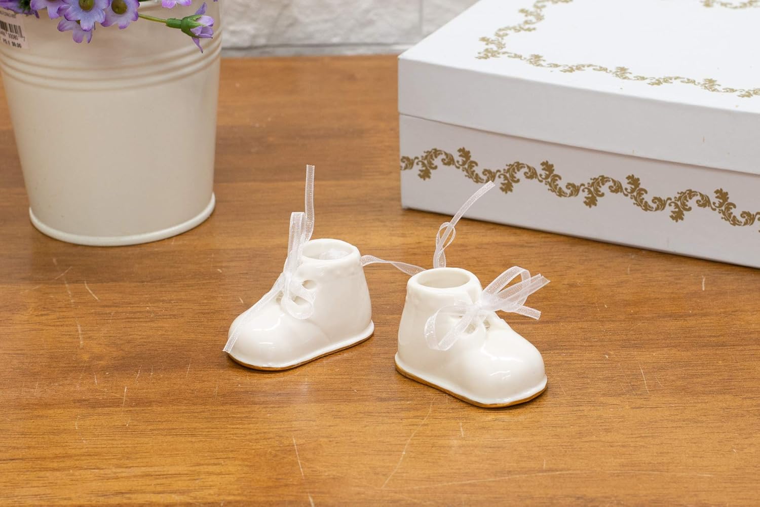 Midwest-CBK Baby Booties Ornament, Porcelain, White,Christmas - Image 2