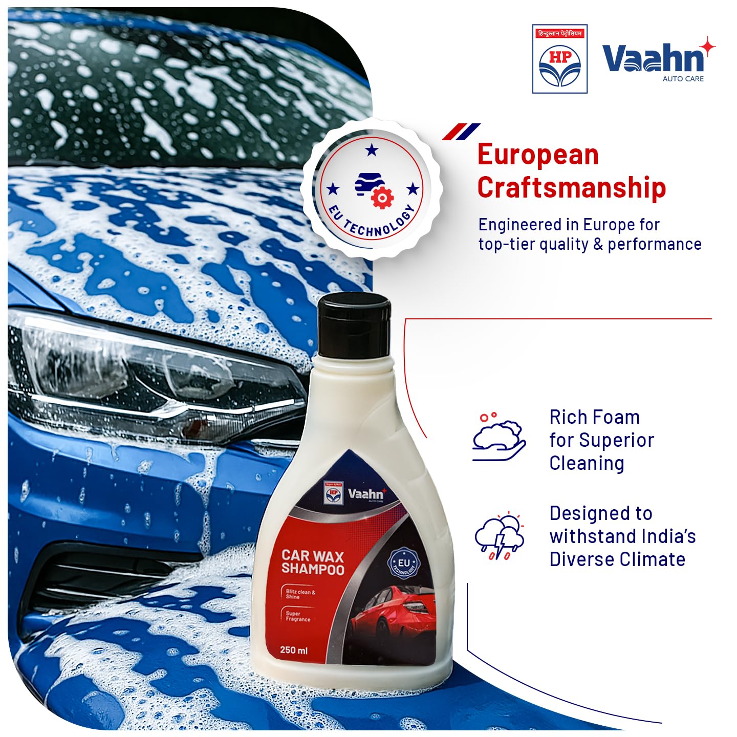 HP Vaahn Total Car Grooming Kit – Car Shampoo, Interior Cleaner, Glass Cleaner, All Purpose Shiner, Tyre Shiner & Microfiber Cloth Pack of 3 | Complete Car Detailing Combo - Image 2 thumbnail