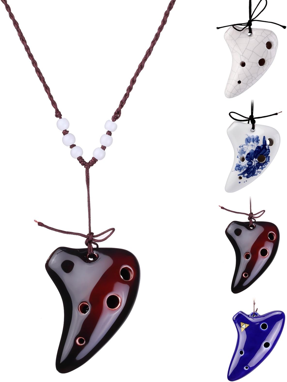 LMS 6 Hole Ceramic Strawfire Mini Ocarina with Free Tutorial Songbook (Coffee)