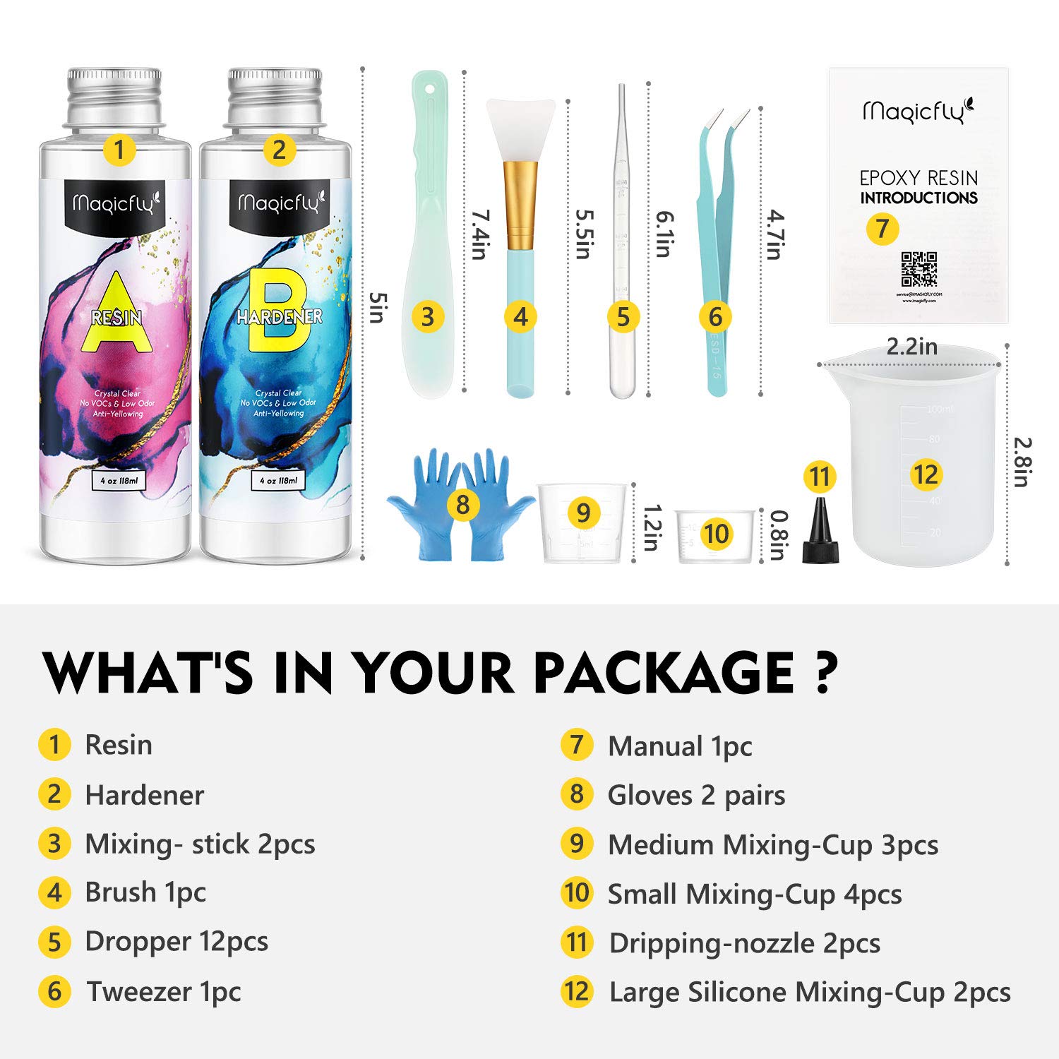 Magicfly Epoxy Resin Kit, 8oz Casting Resin Crystal Clear for Jewelry