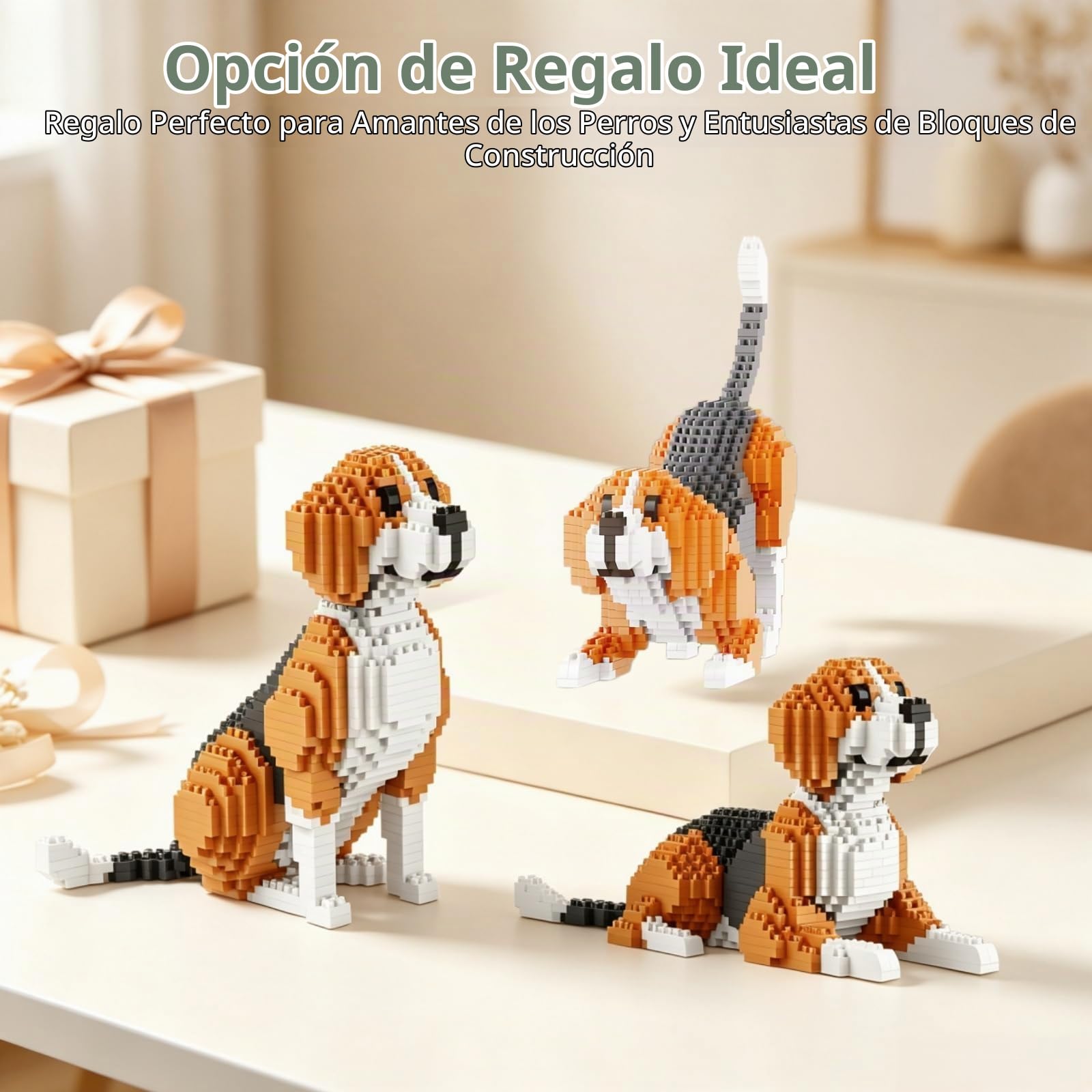 3 en 1 Beagle Dog Bloques de construcción para adultos, 1050 piezas Mini Micro Bloques de sujeción, Kit de construcción de animales, muebles para oficina en casa, regalo de cumpleaños para