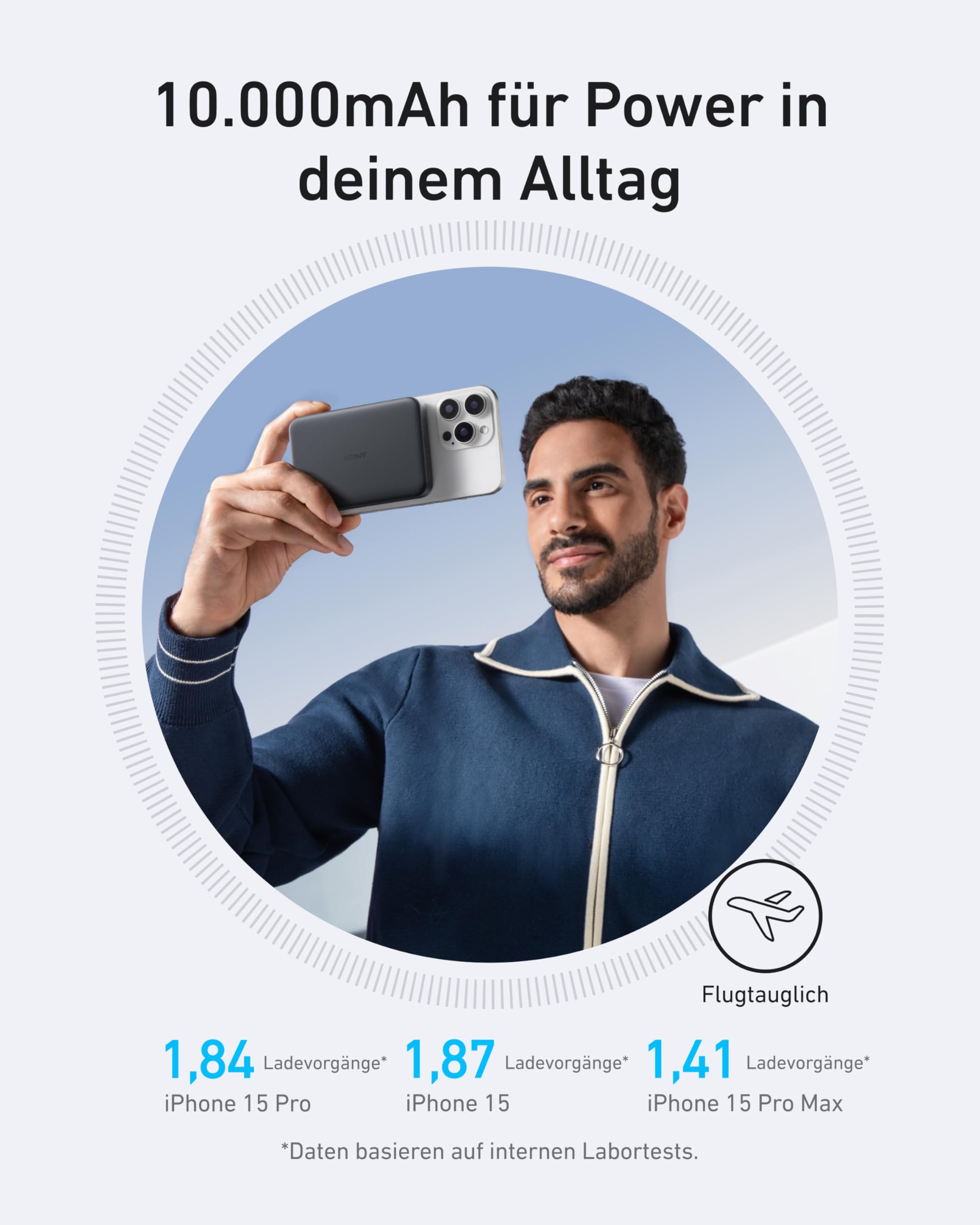 Anker MagGo Powerbank, extrem flach, 10000mAh magnetischer Akku, Qi2-zertifiziert 15W, schnelles MagSafe-kompatibles tragbares Ladegerät, ergonomisches Design, für iPhone 17/16/15/14 Serie und mehr