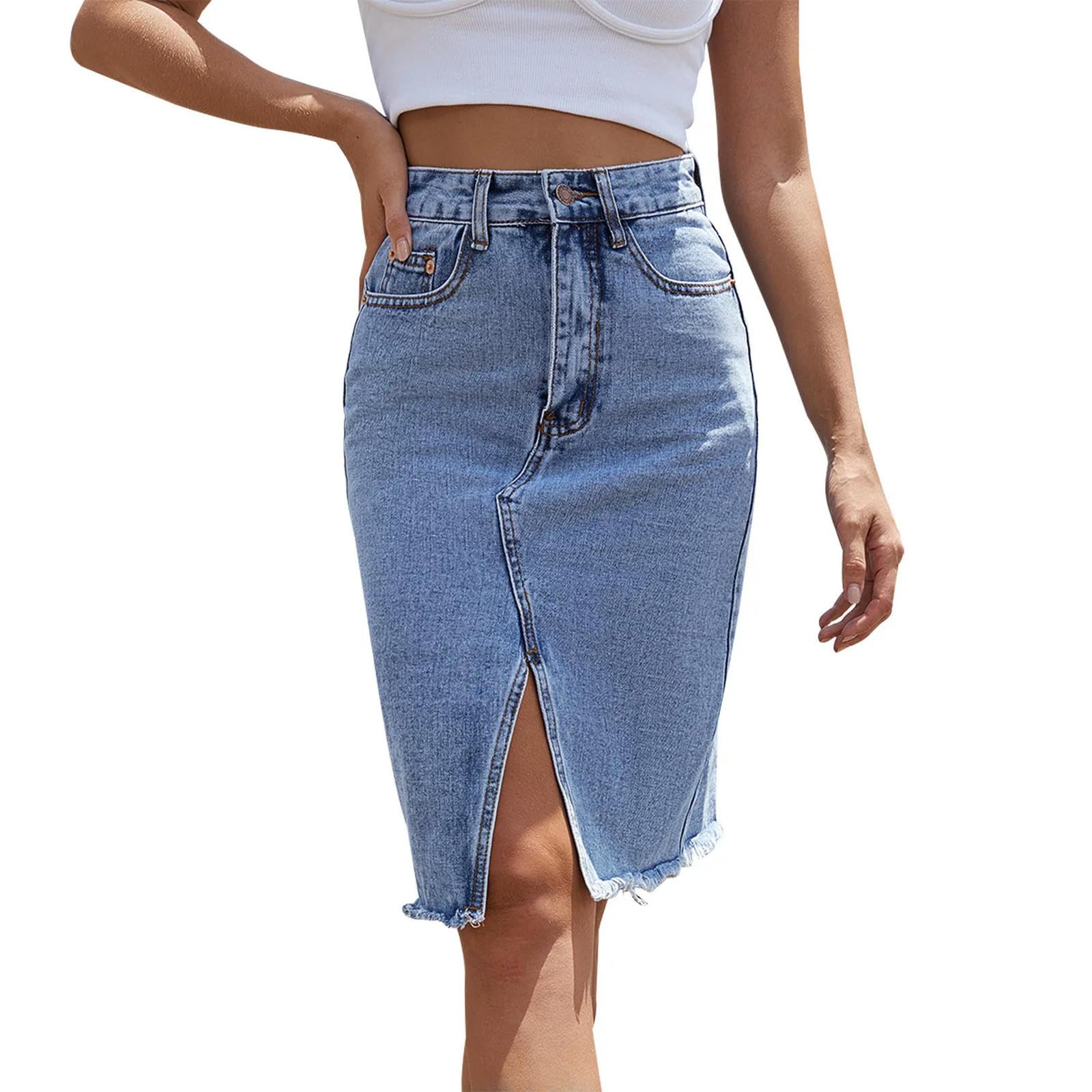 Gonne da Donna in Denim Tutto-fiammifero Larghe con Spacchi Laterali per Il Tempo Libero Irregolari Nuove e Calde in Vendita a Vita Alta moda-230611-L