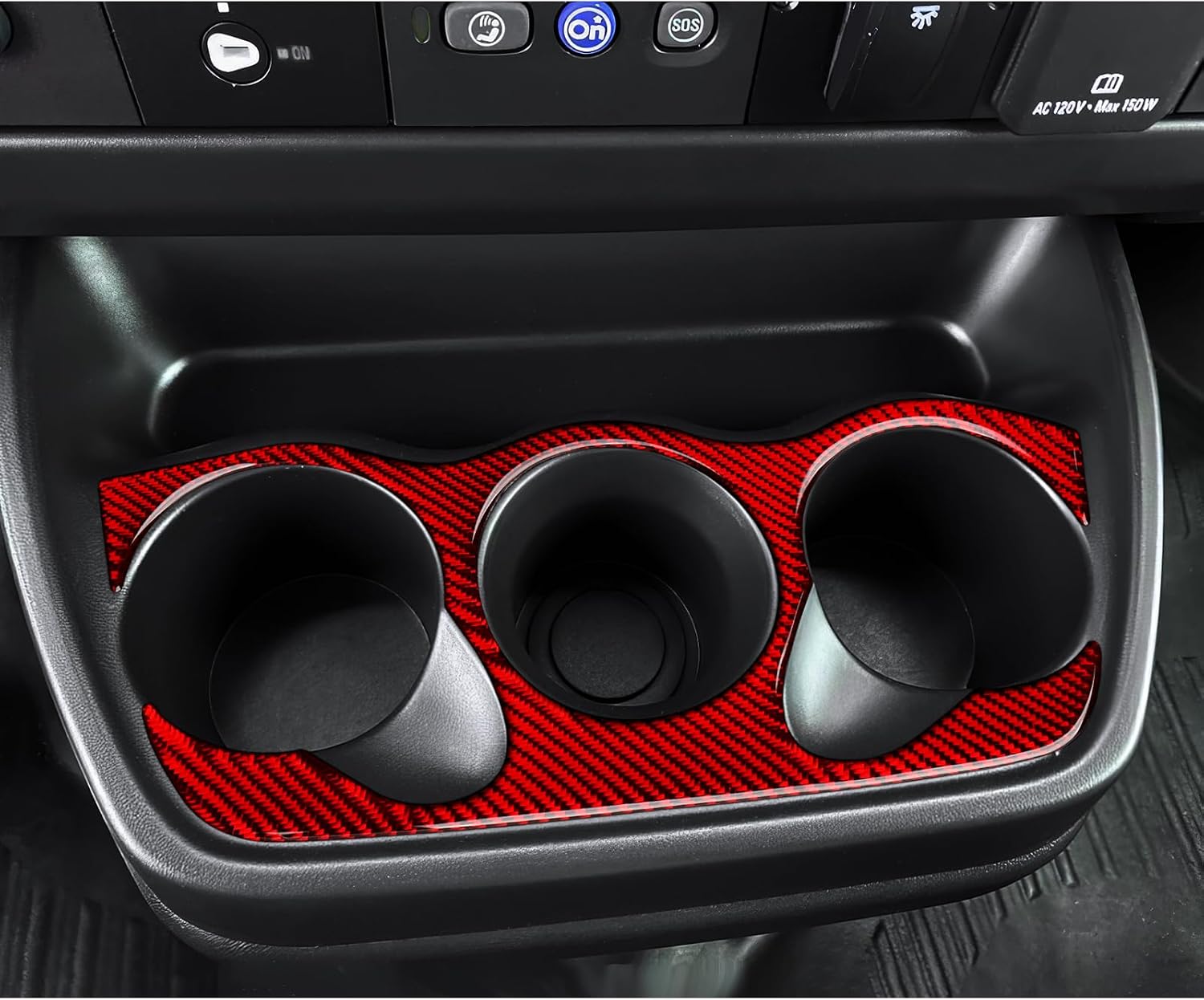 Car Cup Holder Panel Carbon Fiber Trim for Chevrolet Express/GMC Savana Van 2003 - Present 1500 2500 3500 Interior Accessories Red
