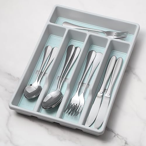Miniatura 4 de Organizador de cubiertos con iconos de cubiertos, bandeja de cubiertos para cajón de cocina, cubiertos de plástico, organizador de cajones de