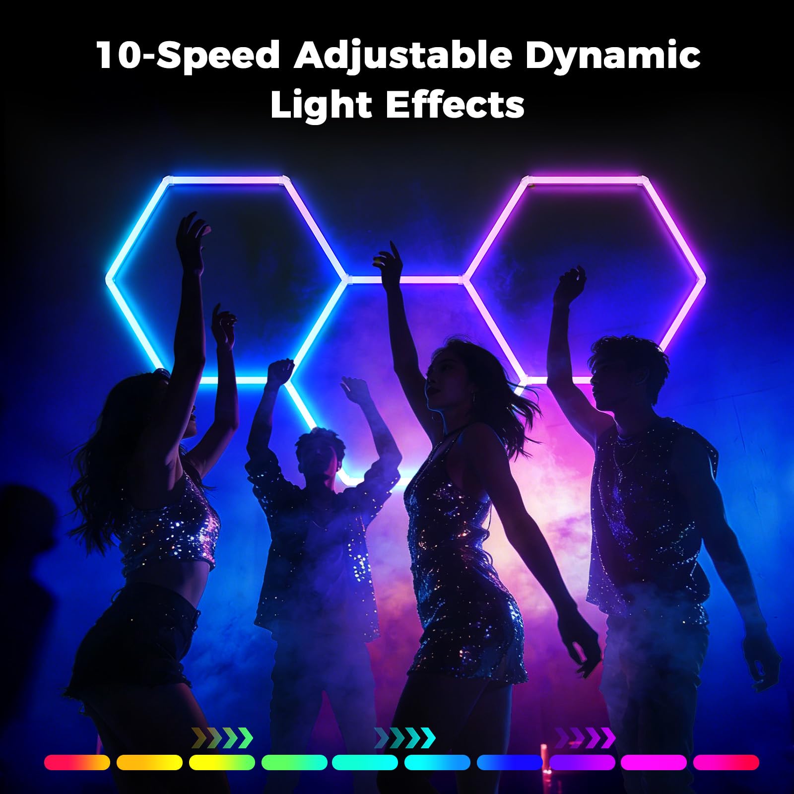 RGB LED Hexagon Deckenleuchte 3 Hex 144W dimmbare Garagenlampe | Musik-Synchronisationsmodus, App- & Fernbedienung Farbwechsel Wabenleuchte für Gaming-Zimmer Fitnessstudio Garage Bars Partei