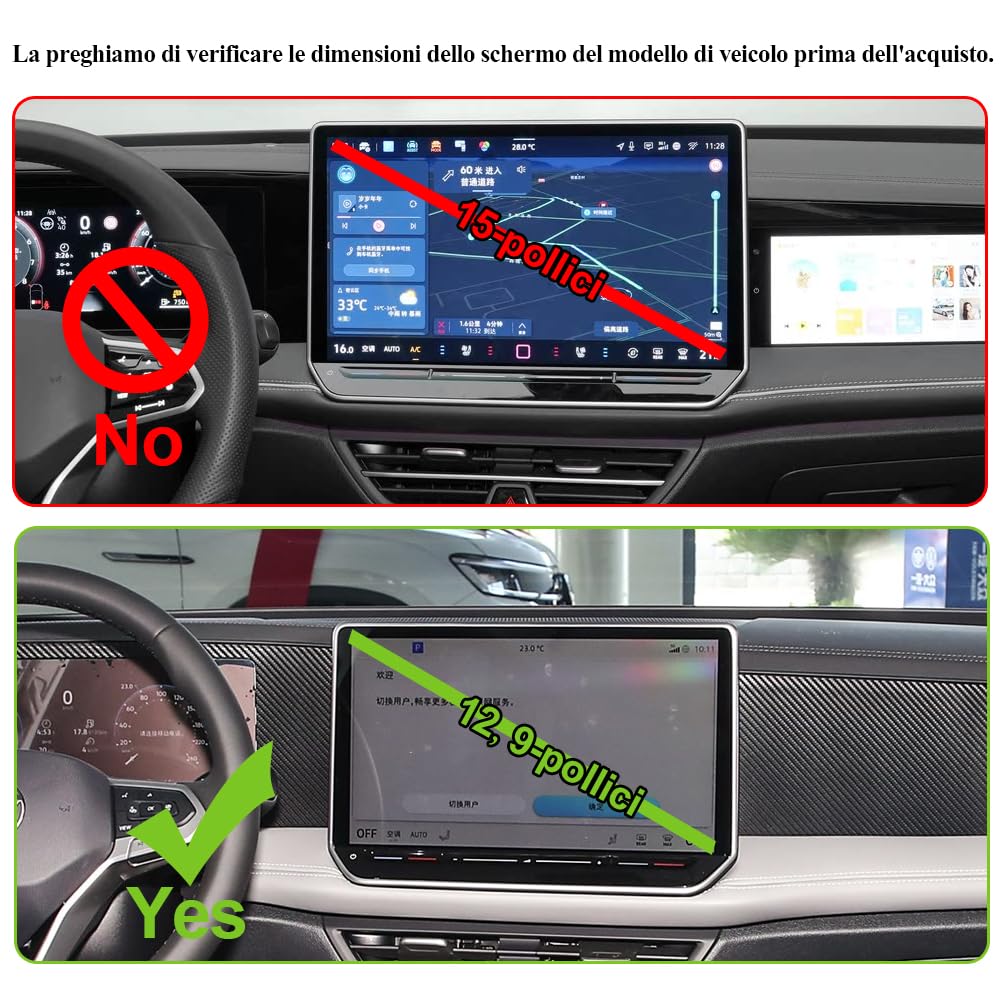 Porta Cellulare Auto Per Volkswagen Tiguan/Tayron accessori [Solo compatibile con VW Tiguan III e Tayron – schermo touch 12,9 pollici, anni 2024-2026] [Non compatibile con schermo touch 15 pollici]