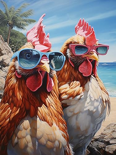 Reofrey Kits de pintura de diamantes de bricolaje para adultos, gallo, arte de diamantes de imitación de animales, accesorios de pintura de