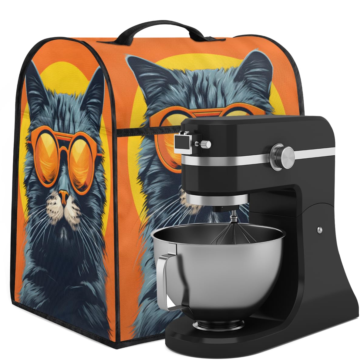 Coffee Maker Cover Cute Interesting Cat Kitchen Appliance Covers Small Appliance Covers Blender Cover Juicer Cover Dust Covers for Kitchen Appliances with Top Handle and Pockets,Washable,B225