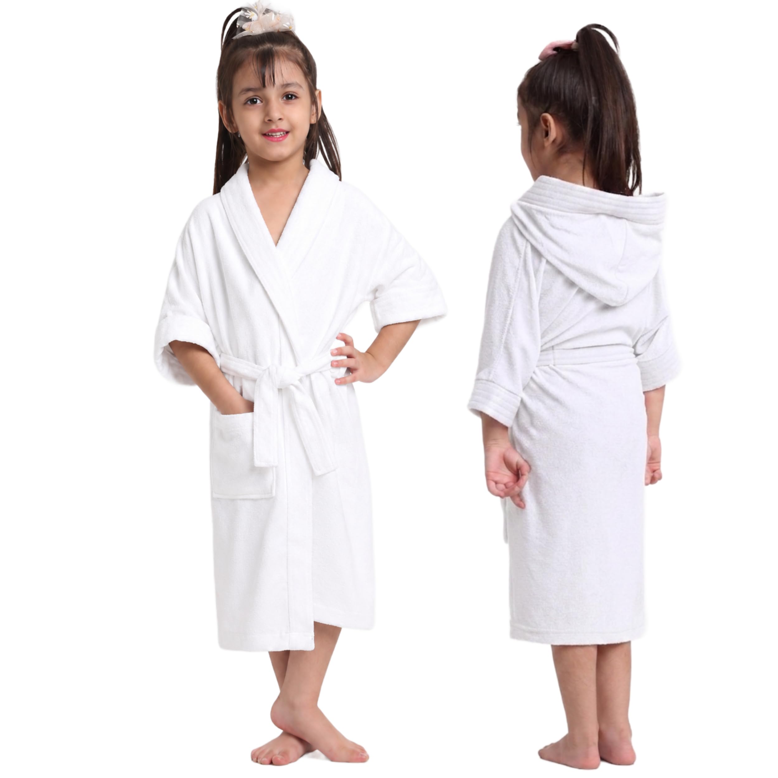 CREEVA Premium Unisex Kids Hooded Bathrobe – Soft, Absorbent & Comfortable with Pocket and Adjustable Belt