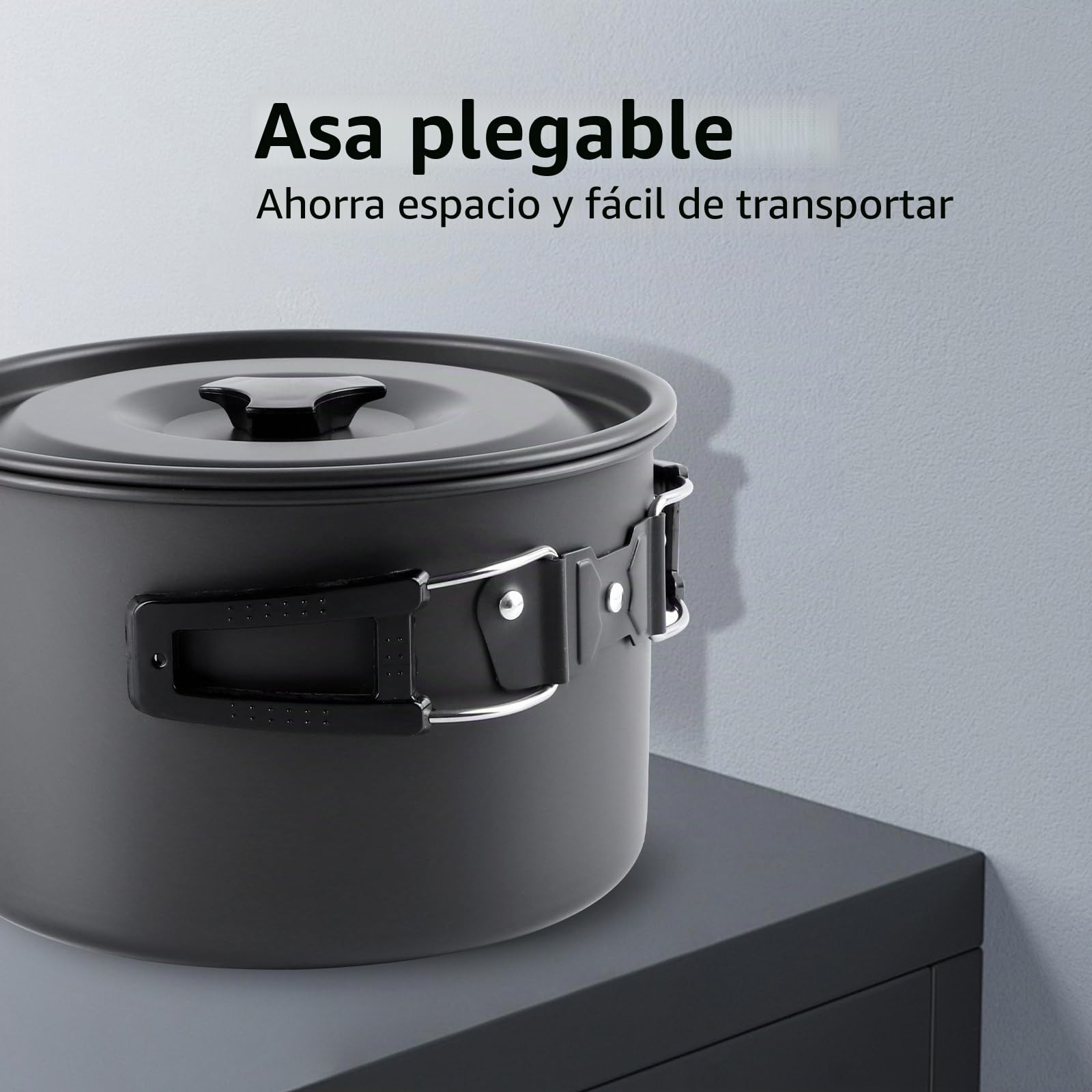 Juego de utensilios de cocina para camping, ollas de aluminio, olla de camping, vajilla para 4 personas, vajilla de camping para 4 personas, vajilla de camping
