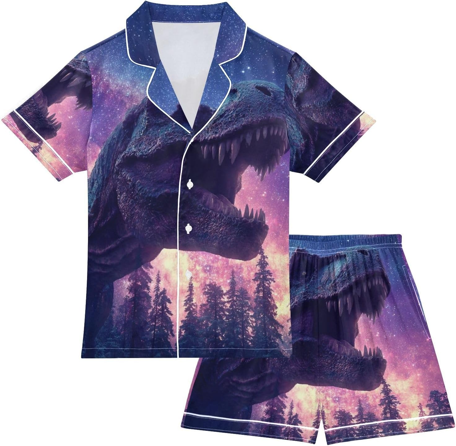 Silk Pajamas Sets Soft Satin 2 Piece Pjs Set Short Sleeve Sleepwear Nightwear