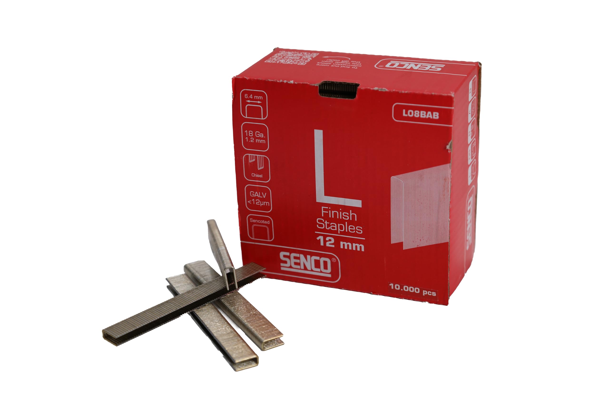 SENCO L08BAB 12mm Medium Wire L‑Staples, Galvanised, Sencoted, 18 Gauge, 6.4mm Crown - Image 2