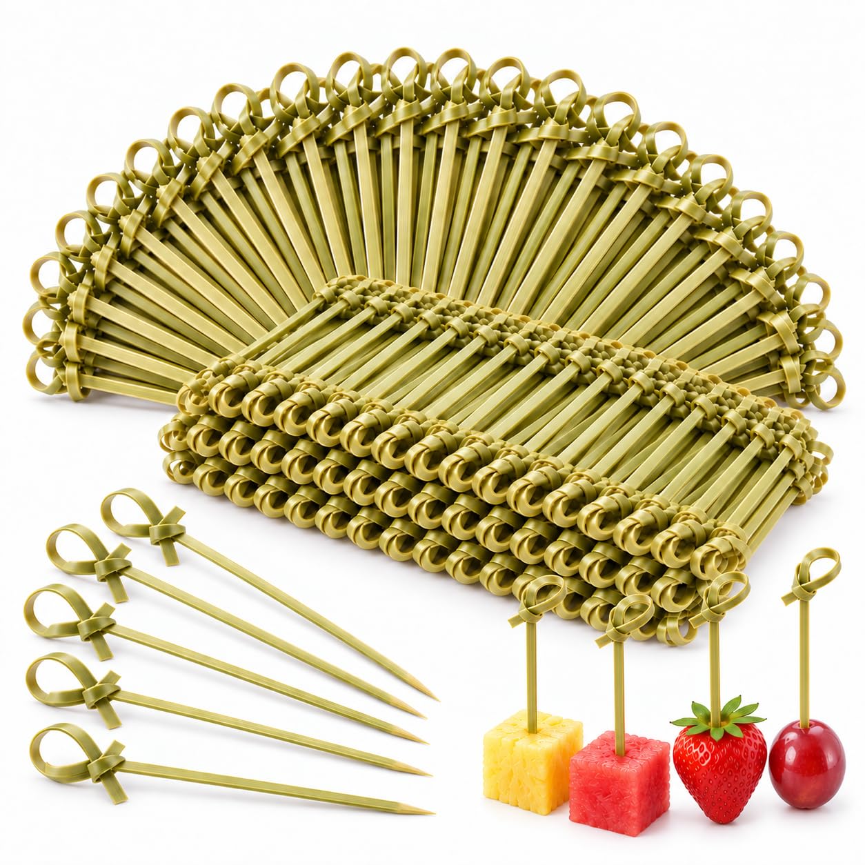 300PCS Cocktail Sticks, 9cm Bamboo Skewers