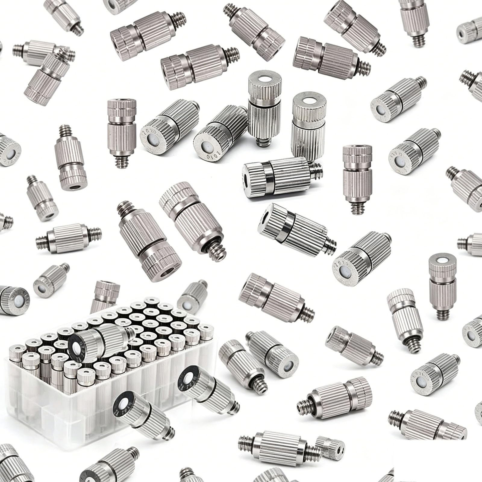High Pressure Misting Nozzles, Brass Atomizing Threaded 0.1-0.5mm 50pcs(2 Sects,Orifice Dia 0.4mm)