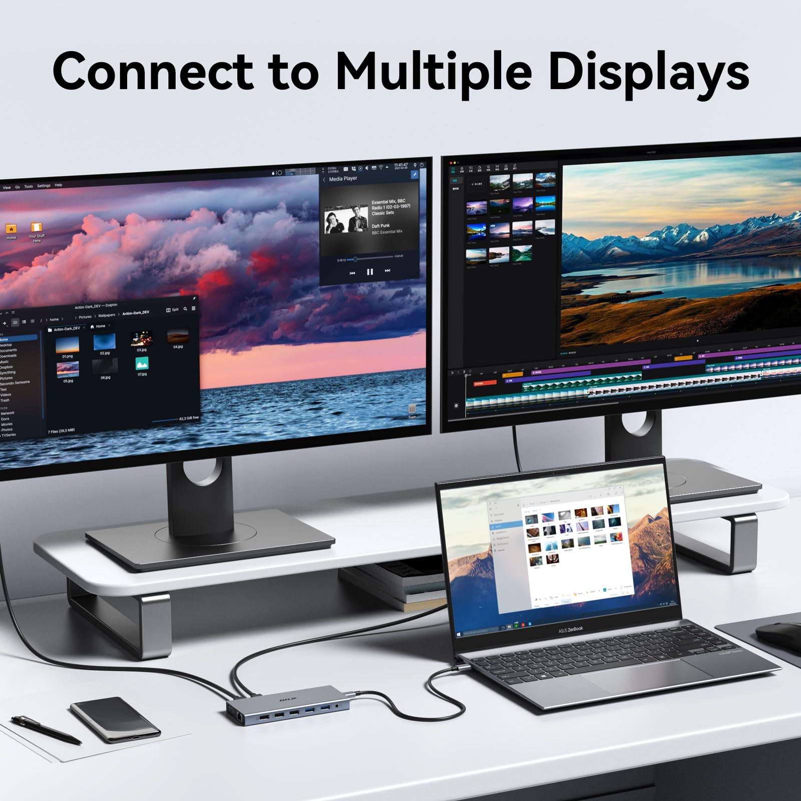 Amazon | ノートパソコンドッキングステーション。HDMI/VGA2個、100W