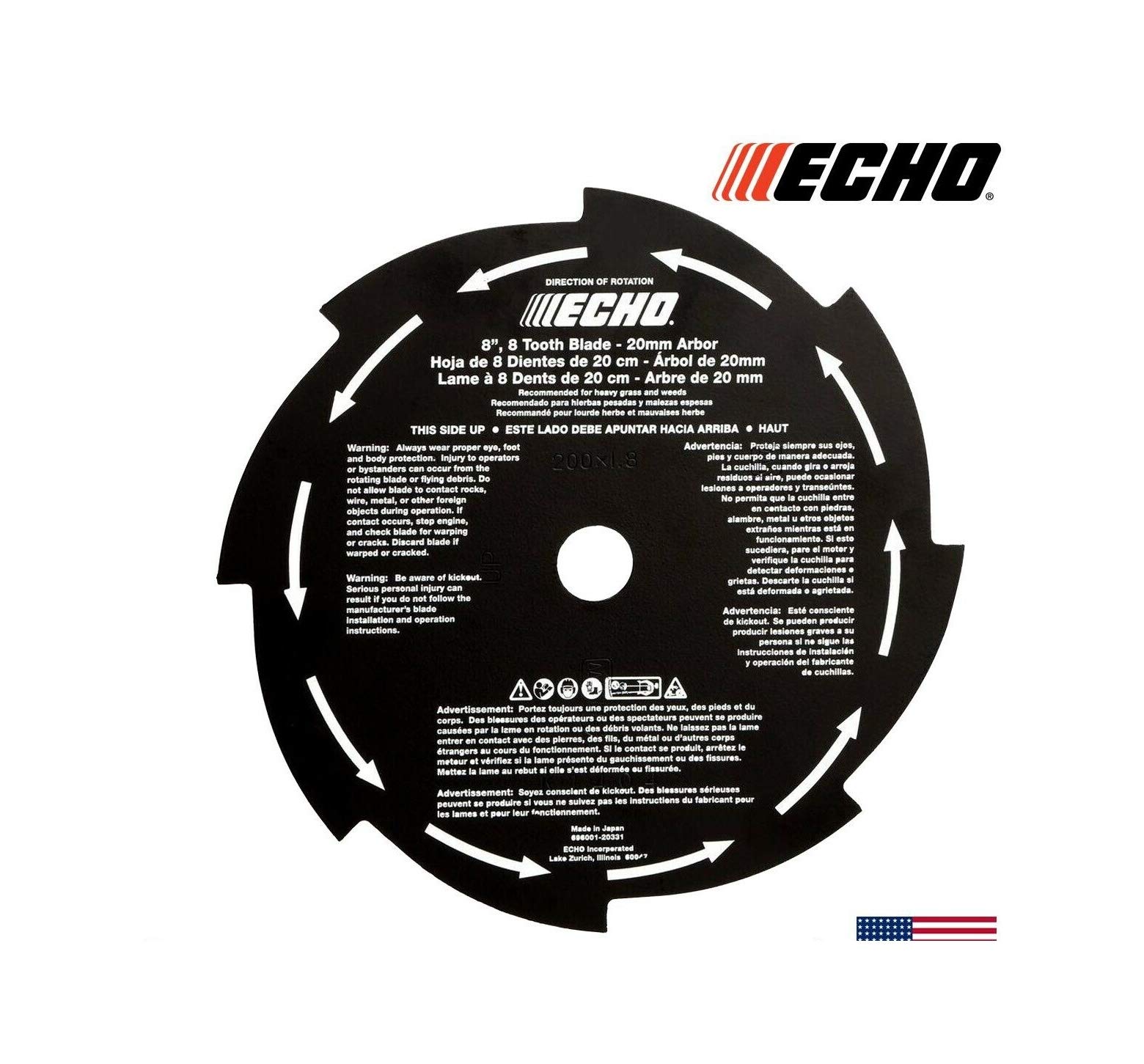 Genuine OEM ЕCHО 8 in. 8-Tooth Grass&Weed Blade 69600120331 for SRM Trimmers