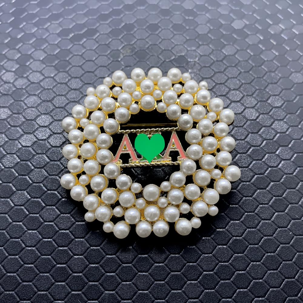 Fashion simulation pearl inlaid metal greek letter sorority society golden brooch