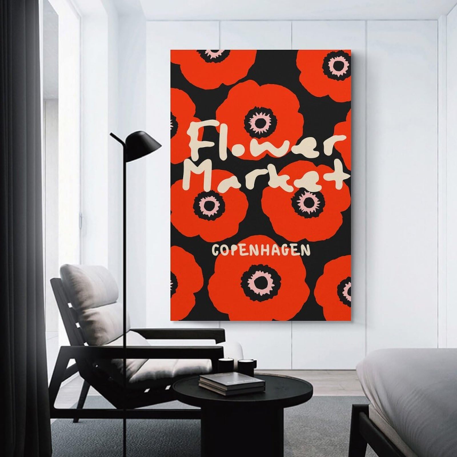 Junmoney Canvas Wall Decor Flower Market Copenhagen Floral Art, 12x18inch(30x45cm), for Gallery Wall Layouts in Home Or Office, Home Wall Art for Statement Displays